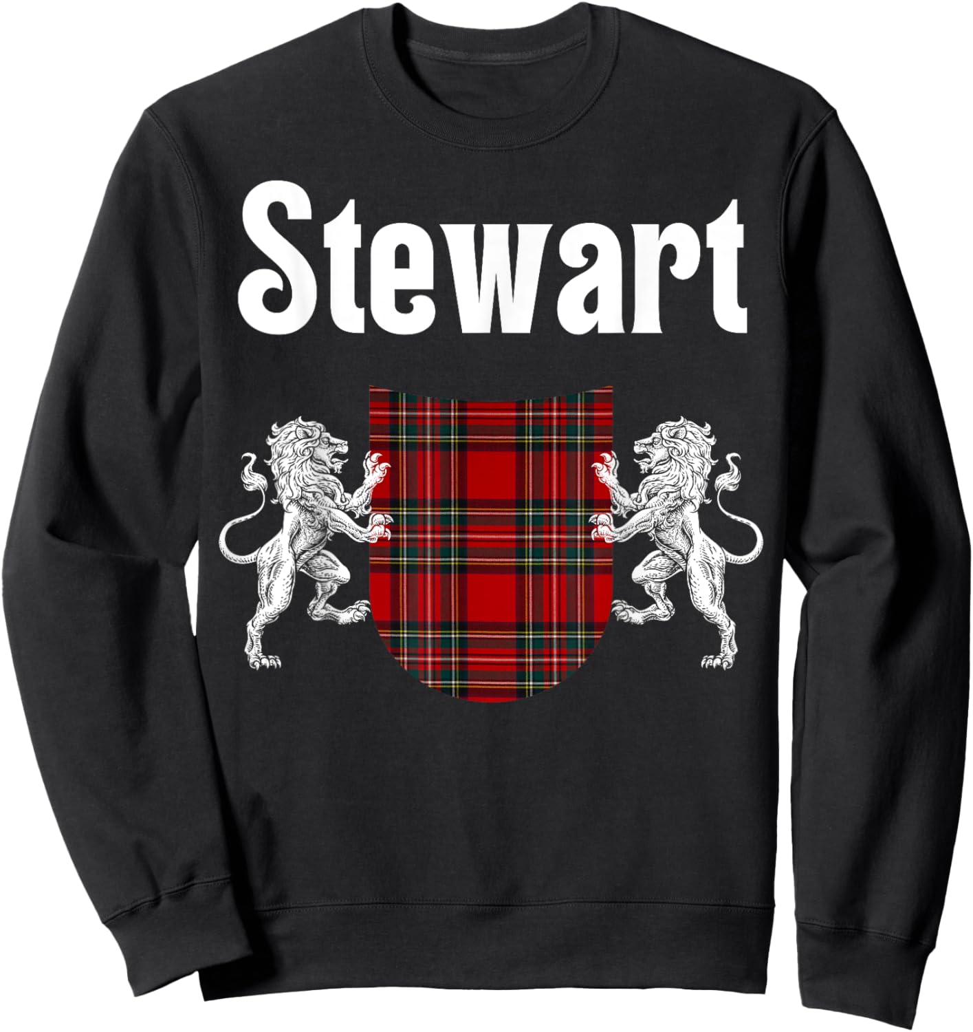 Stewart Clan Scottish Name Coat Of Arms Tartan Sweatshirt - Sweatshirt | Black