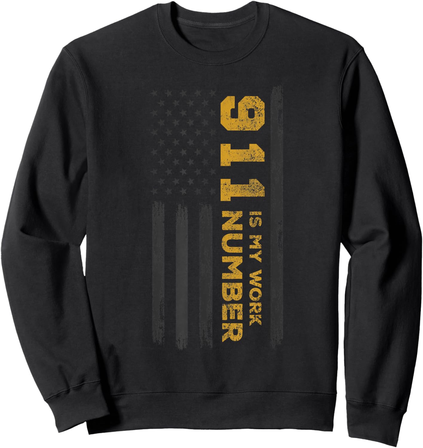 EMS I Police or Thin Yellow Line for 911 is my Work Number Sweatshirt - Sweatshirt | Black