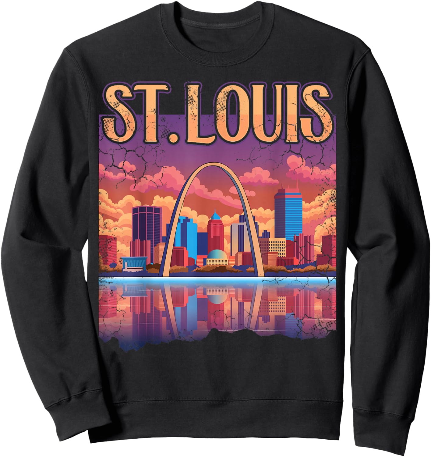 St Louis Gateway Arch Missouri Cityscape Skyline Sweatshirt - Sweatshirt | Black