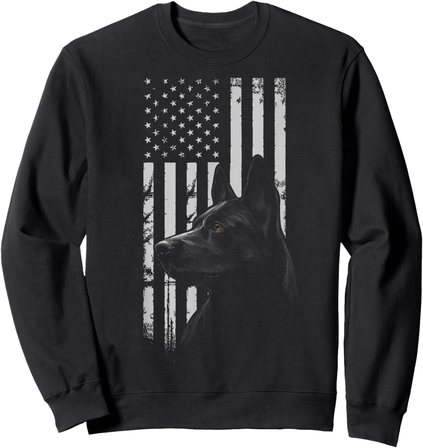Black German Shepherd American Flag USA Flag Sweatshirt - Sweatshirt | Black