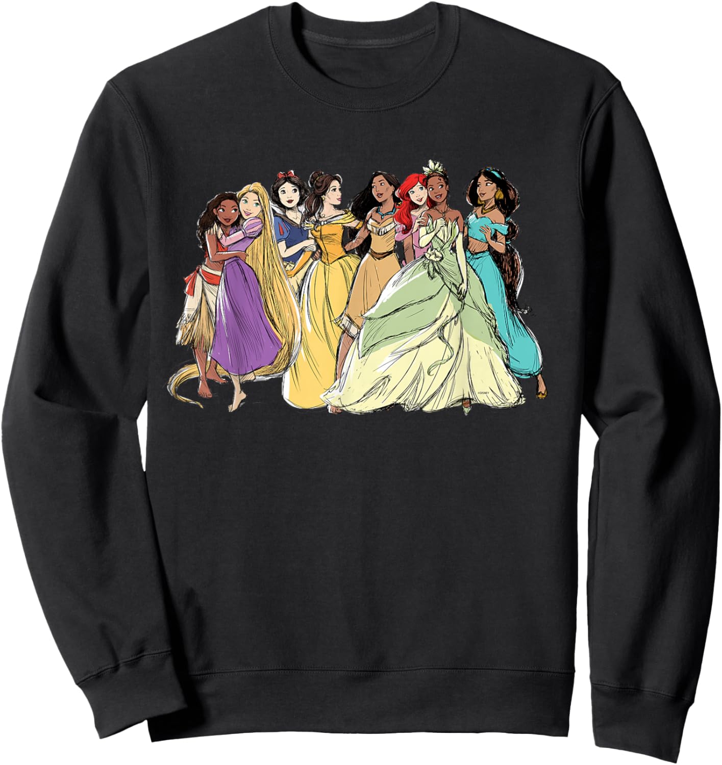 Disney Princess Group Pencil Sketch Sweatshirt - Sweatshirt | Black