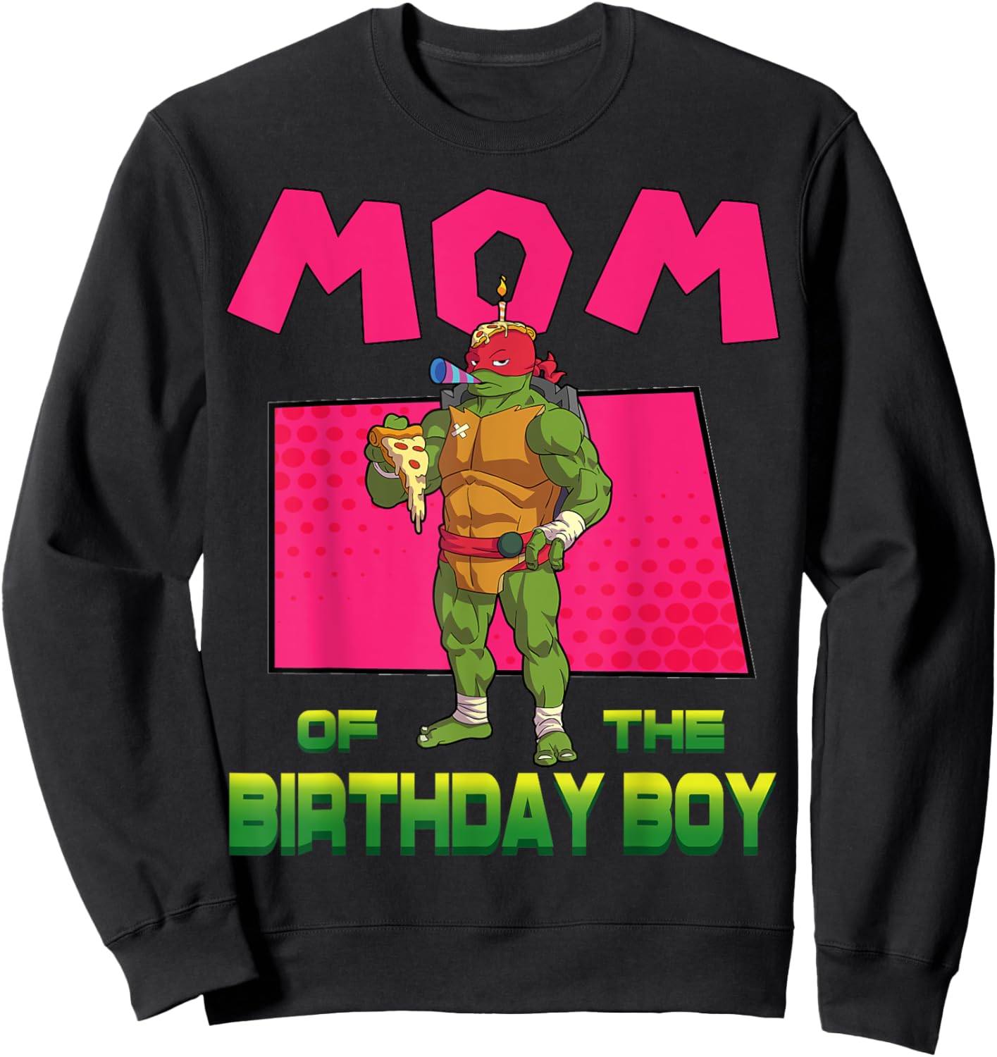 Mademark x Teenage Mutant Ninja Turtles - Raph Mommy of the Birthday Boy Pizza Theme Party Sweatshirt - Sweatshirt | Black