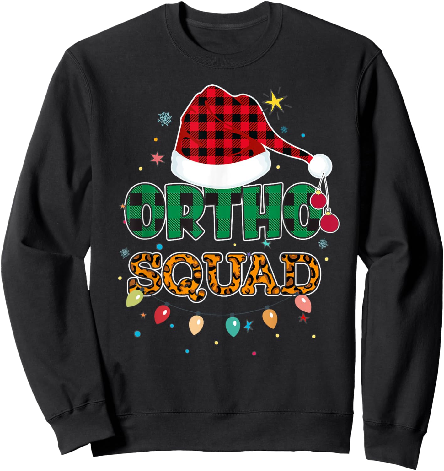 Ortho Squad Xmas Orthopaedic Nurse Matching Buffalo Leopard Sweatshirt - Sweatshirt | Black