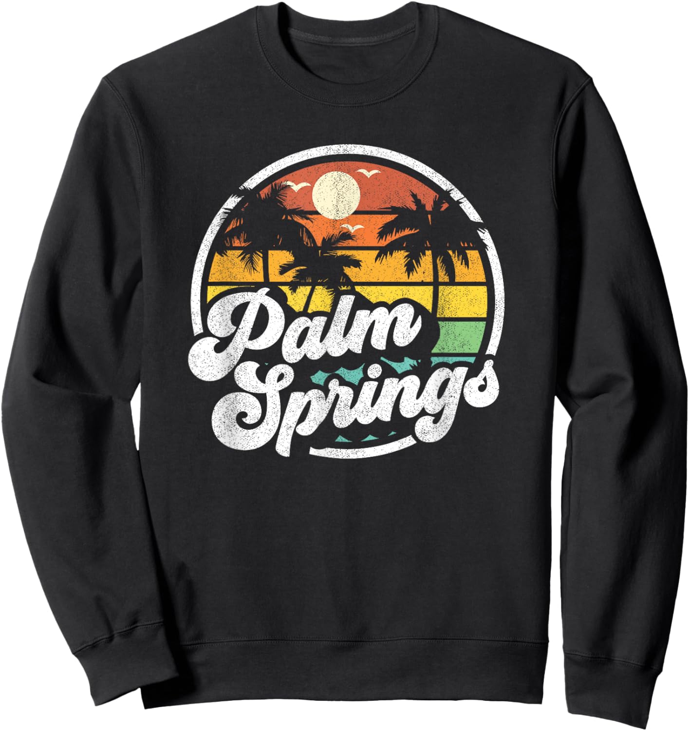 Palm Springs California Beach Retro Vintage Vacation Gift Women Girls Kids Sweatshirt - Sweatshirt | Black