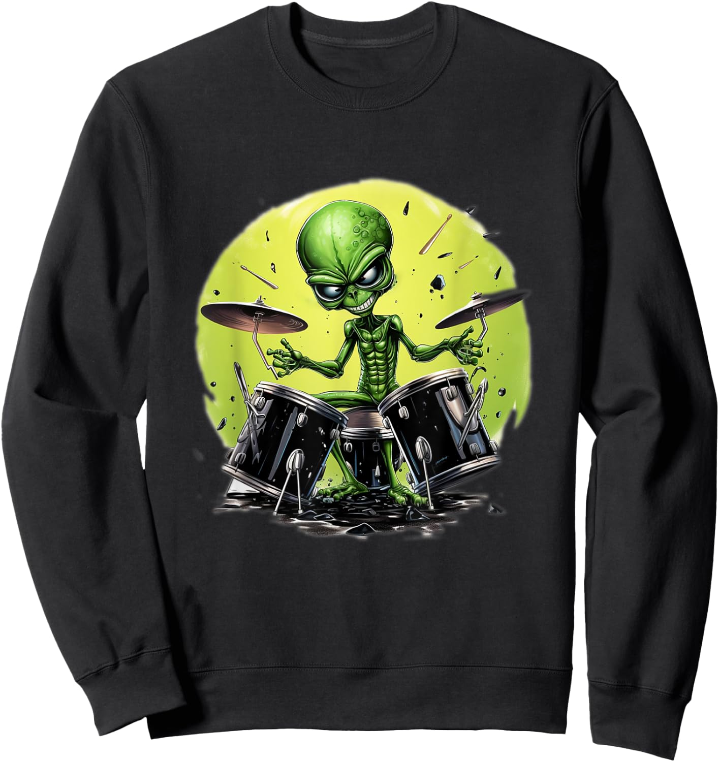 Alien Playing Drums Gifts For Drummers Sweatshirt - Sweatshirt | Black