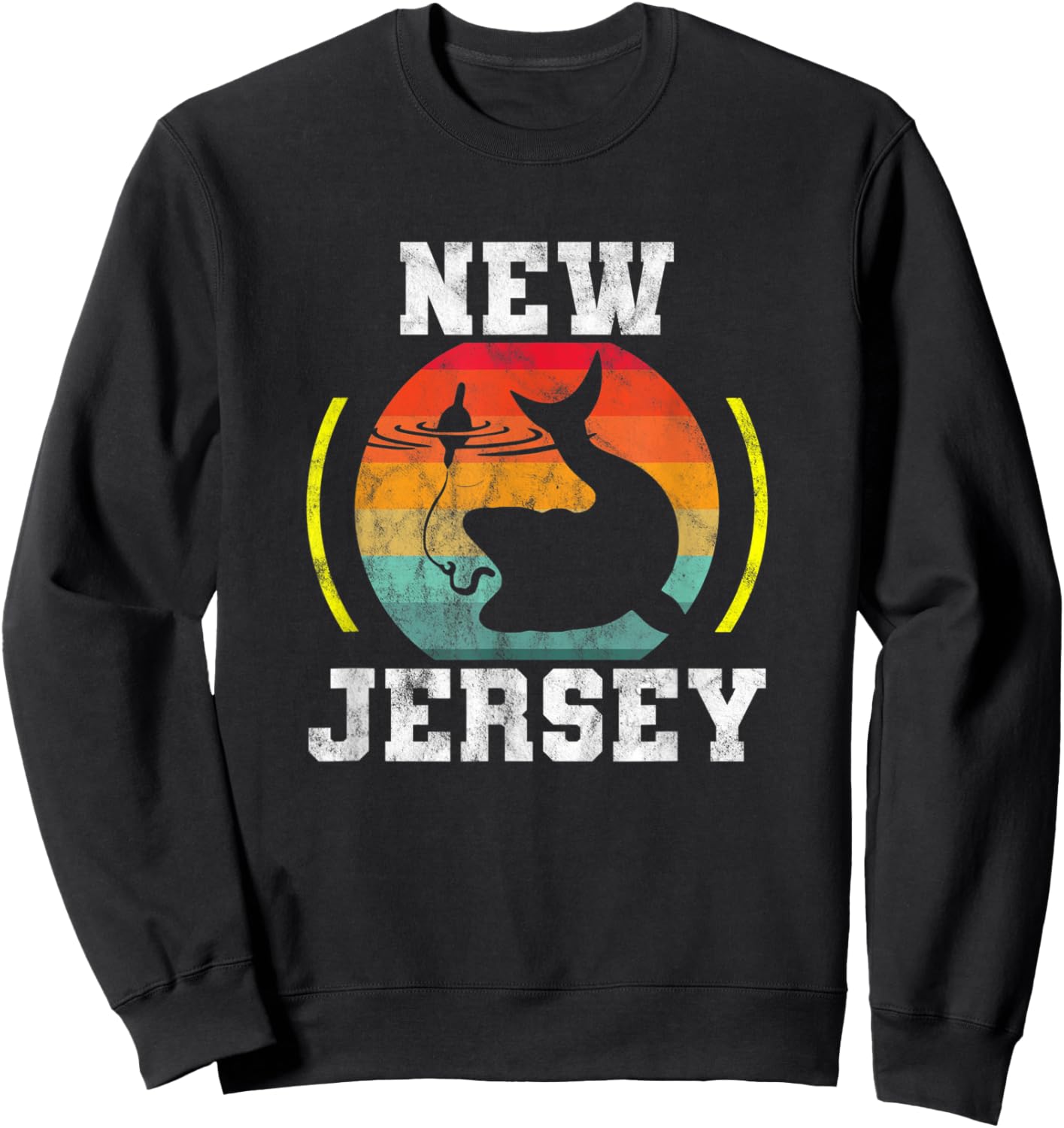 New Jersey - Fishing In The Great State Of NJ - Retro Sweatshirt - Sweatshirt | Black