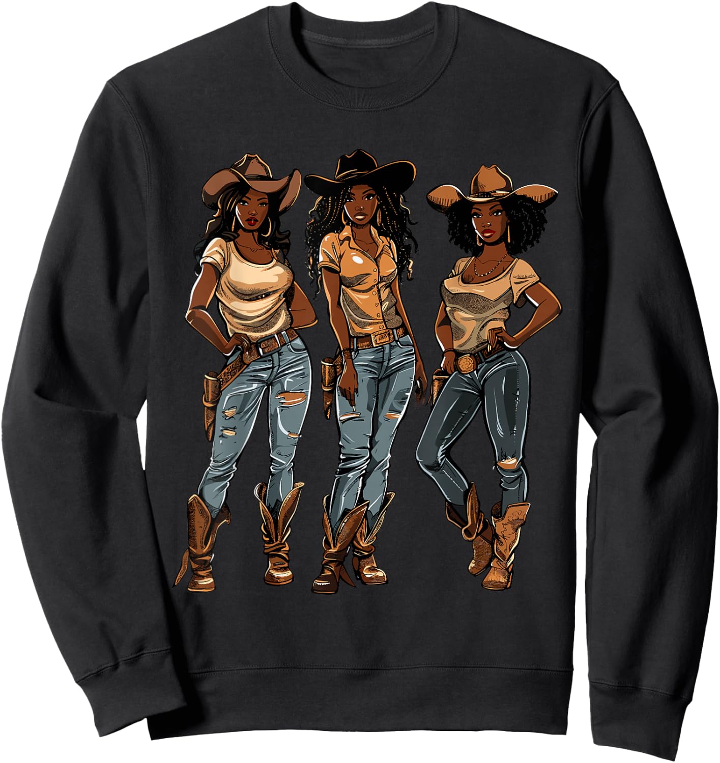 Black African American Cowgirl Western Country Texas Rodeo Sweatshirt - Sweatshirt | Black