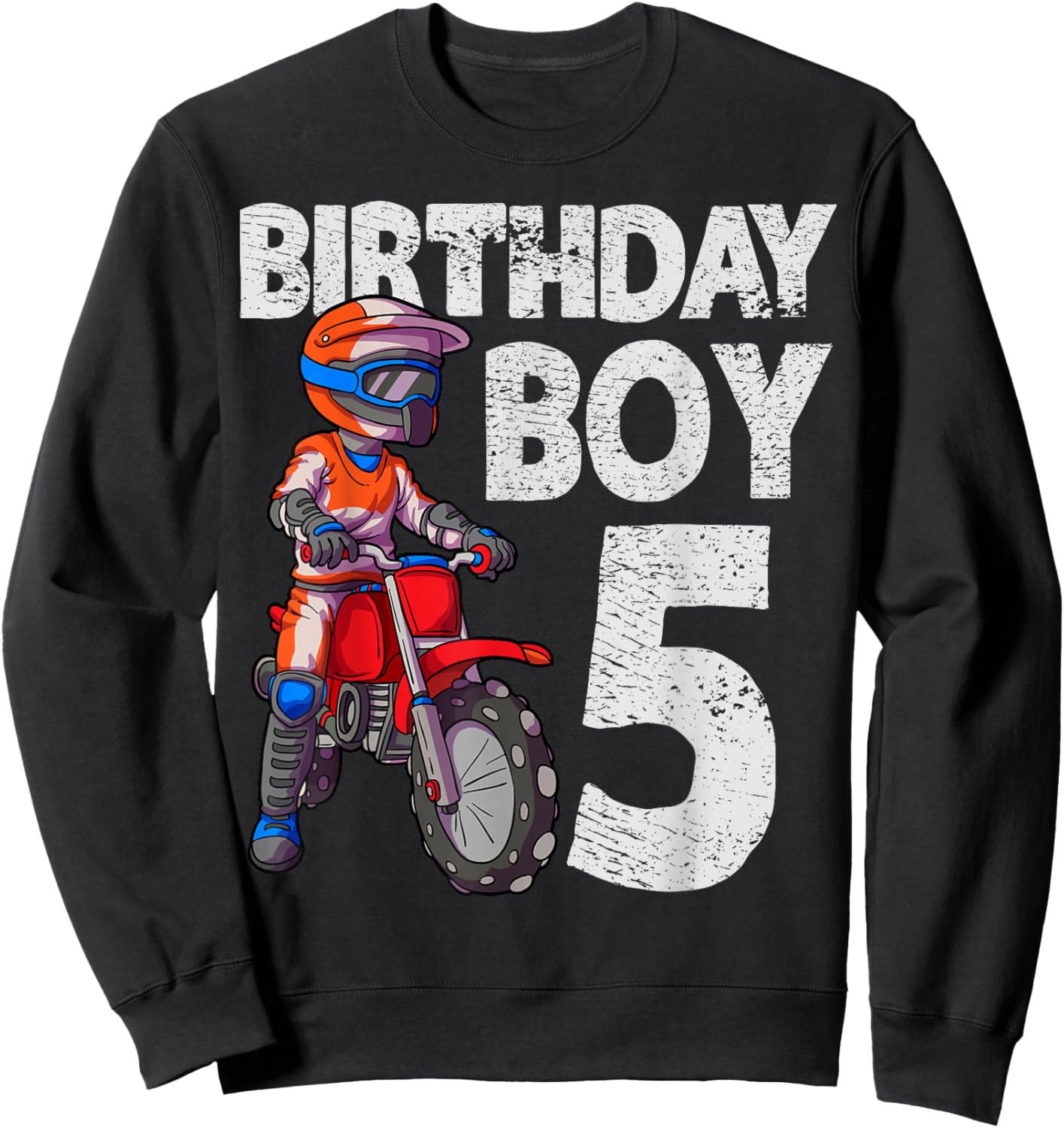 Motocross 5th Birthday Kids MX 5 Year Old Dirt Bike Birthday Sweatshirt - Sweatshirt | Black