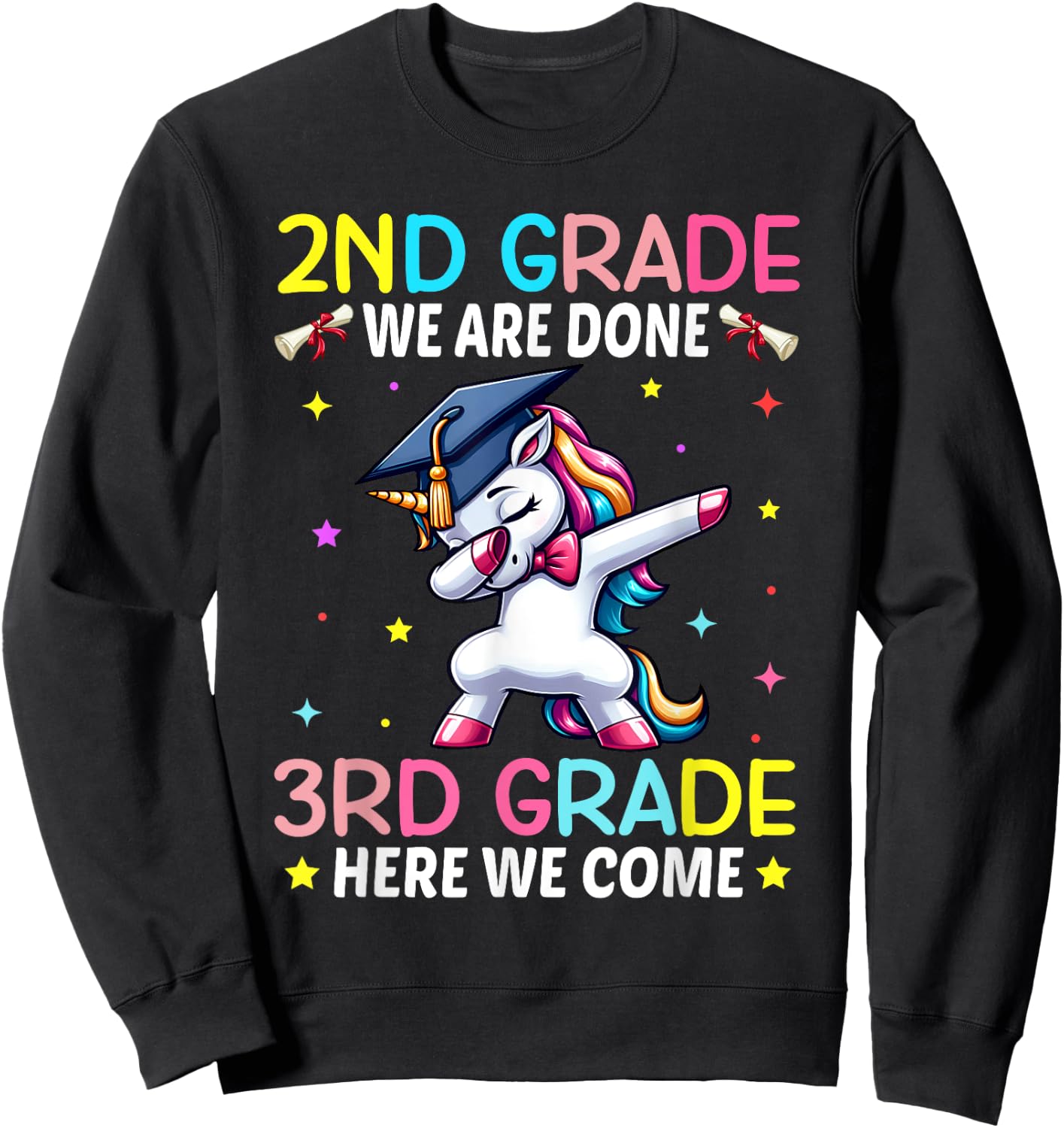 Girls 2nd Grade Graduation Unicorn Outfit Hello 3rd Grade Sweatshirt - Sweatshirt | Black
