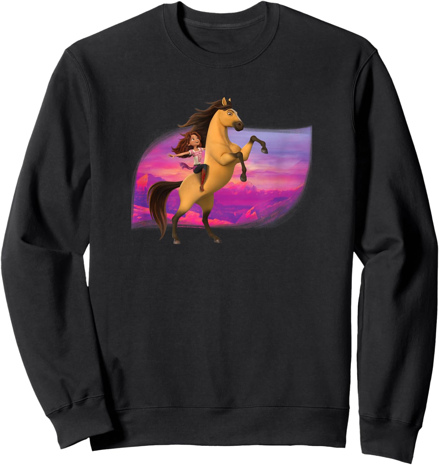 Spirit Untamed - Spirit and Happy Mountain Sunset Sweatshirt - Sweatshirt | Black