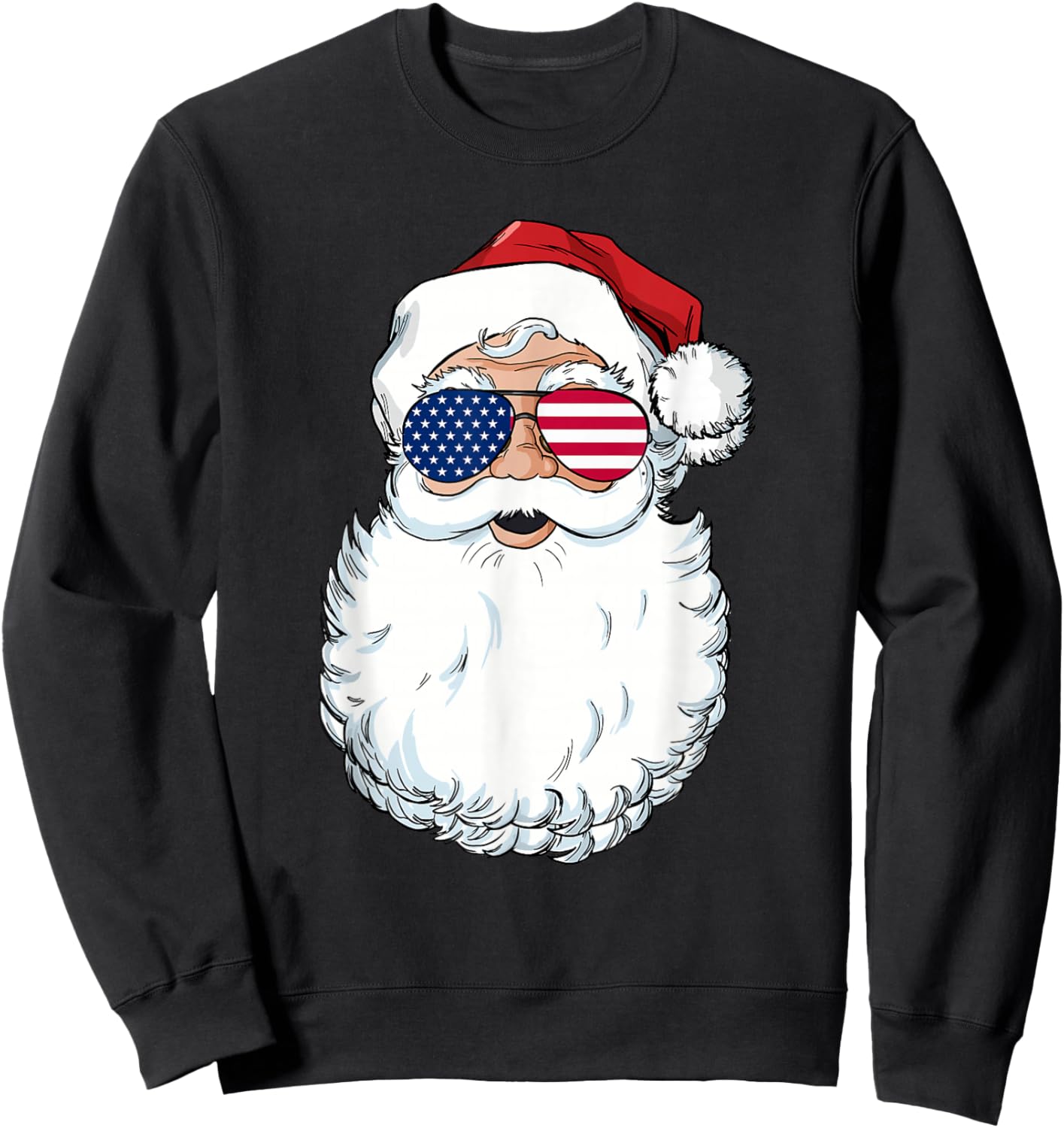 Santa Claus Patriotic USA Sunglasses Christmas in July Santa Sweatshirt - Sweatshirt | Black