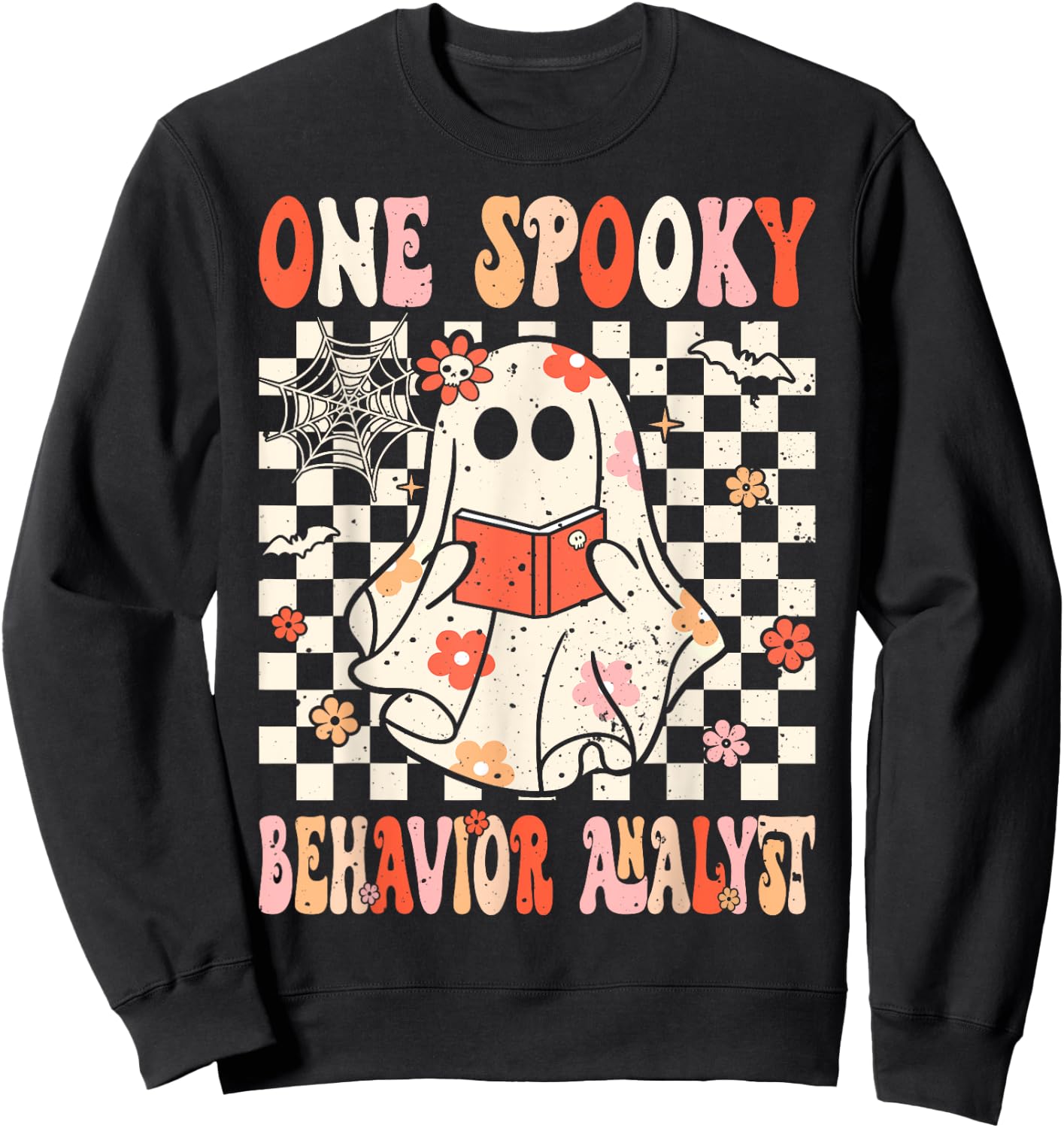 Groovy Boo Behavior Analyst Crew Ghost Women Halloween Sweatshirt - Sweatshirt | Black