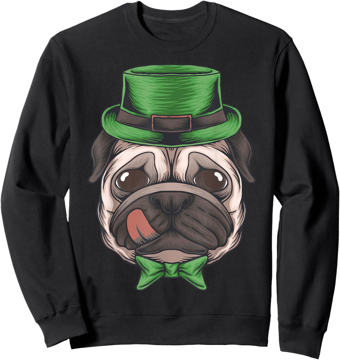 Pug Leprechaun St Patricks Day Dog Boys Men Irish Shamrock Sweatshirt - Sweatshirt | Black