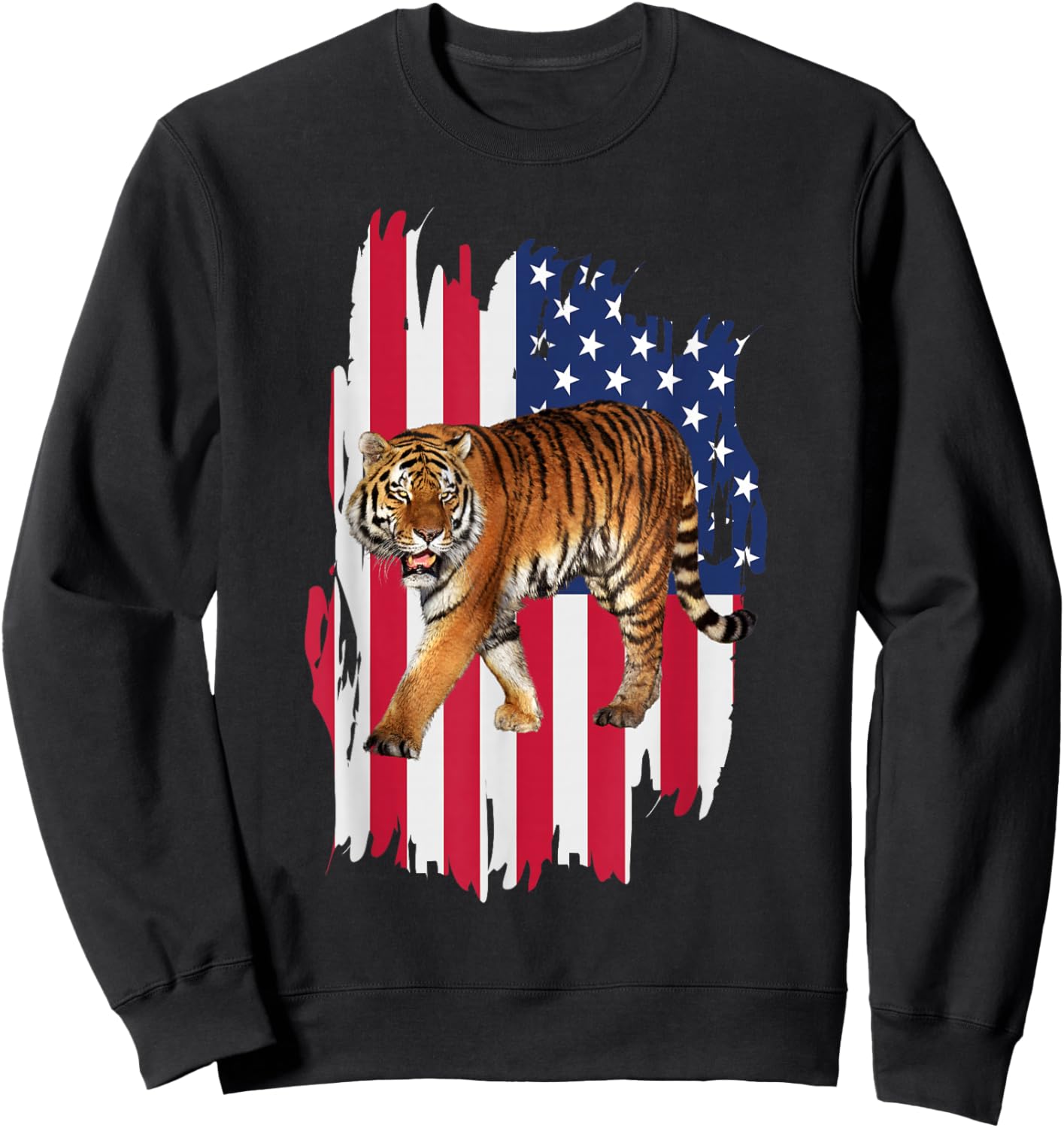 Tiger American Flag 4th Of July Patriotic Tiger Boys Men Sweatshirt - Sweatshirt | Black