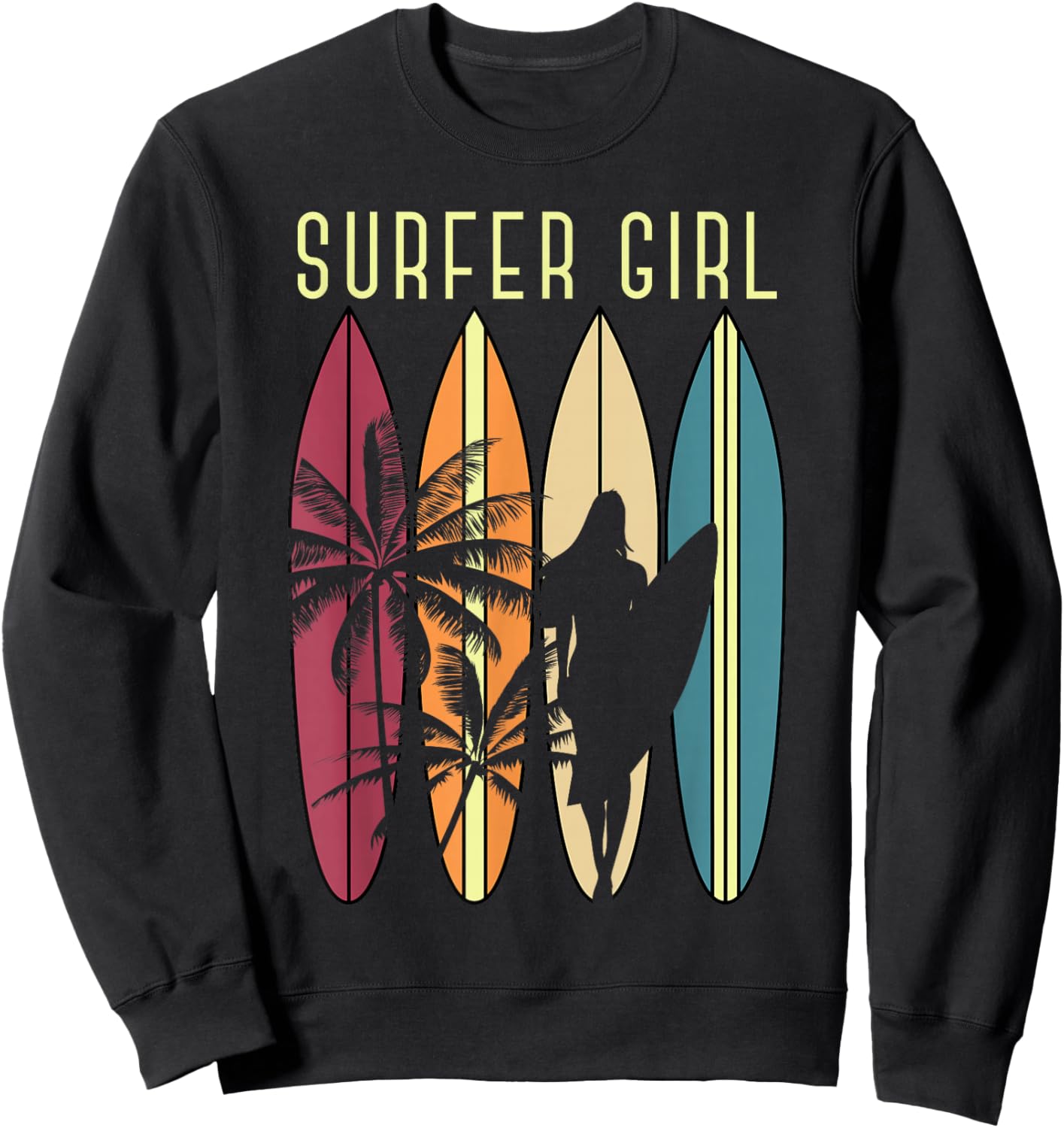 Water Sports Surfing Girls Surfboard Surfer Hobby Surfing Sweatshirt - Sweatshirt | Black
