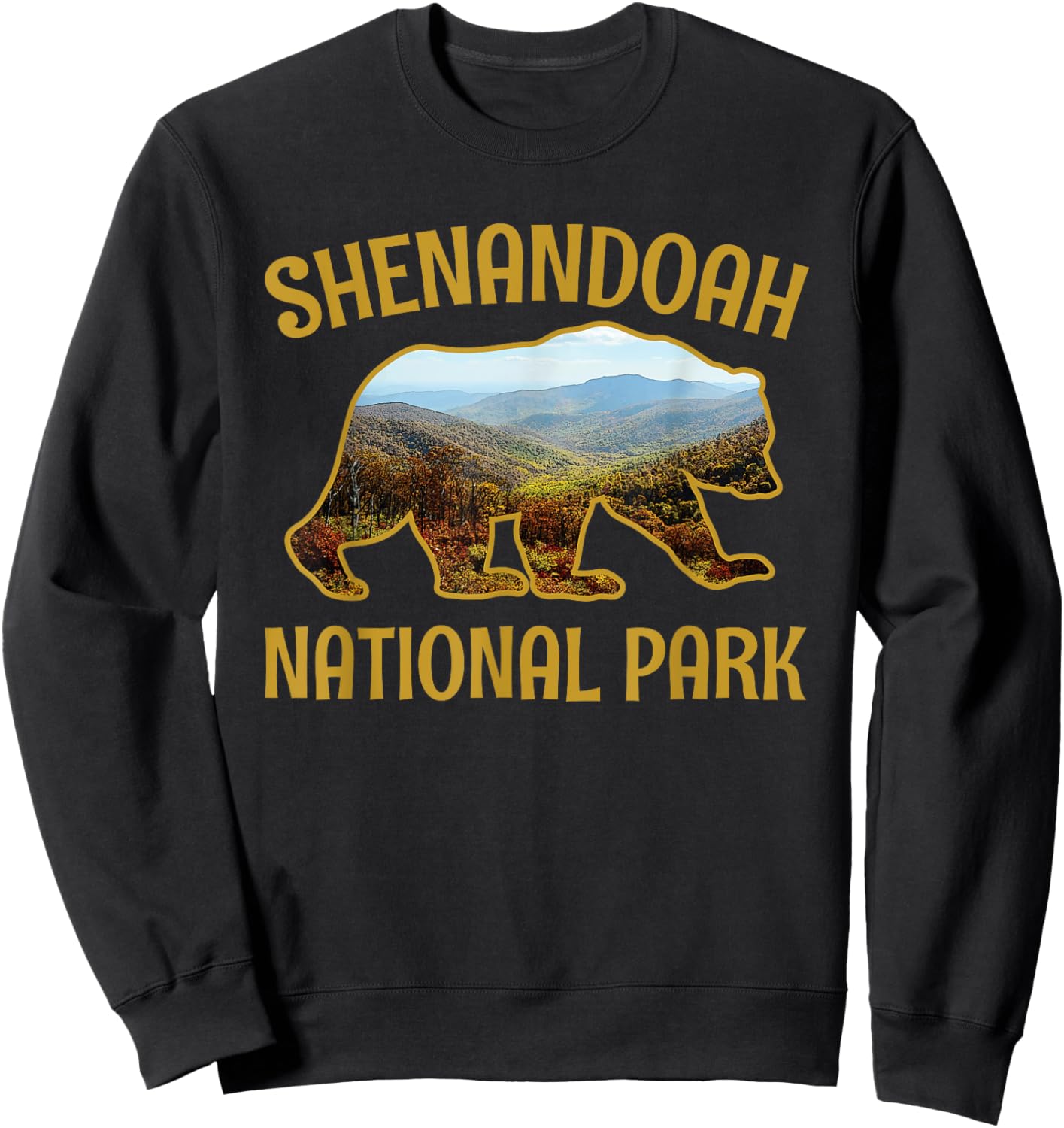 Shenandoah US National Park Virginia Bear Gift Sweatshirt - Sweatshirt | Black