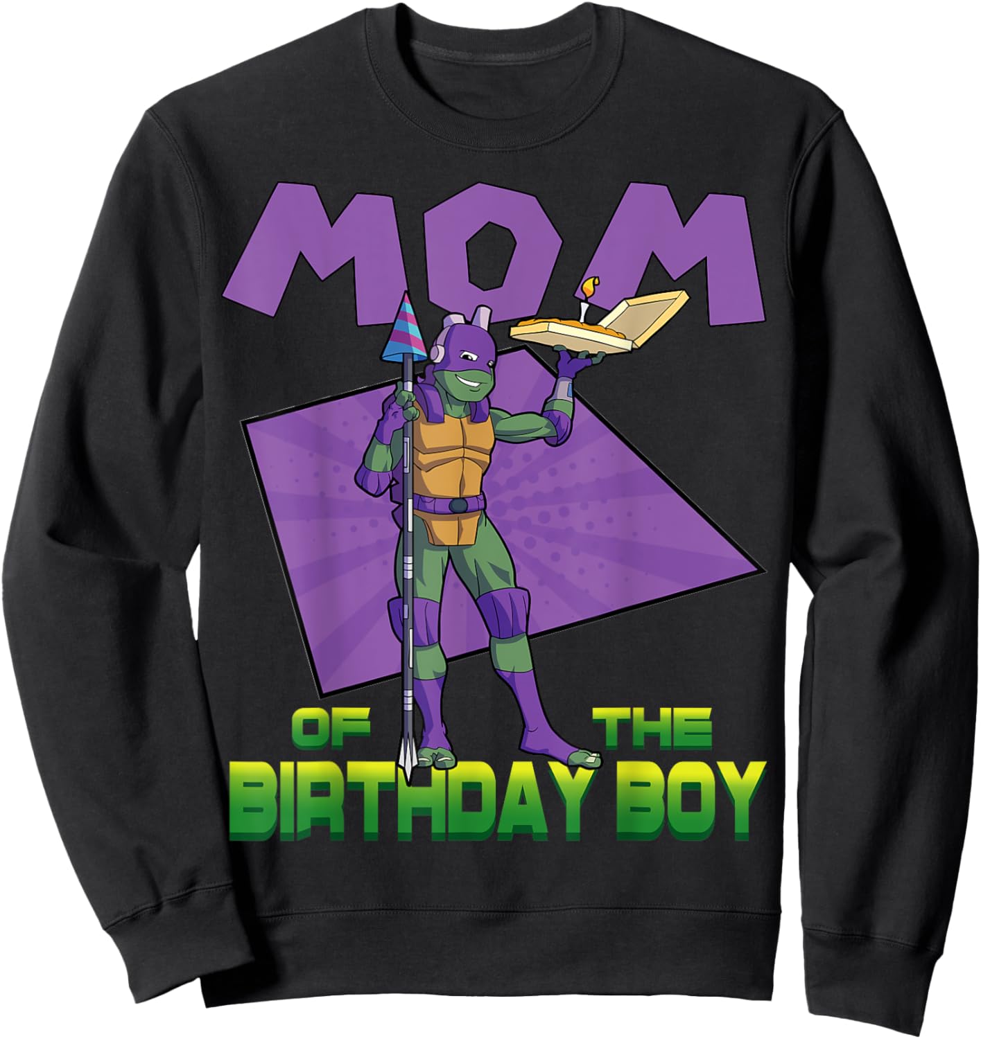 Mademark x Teenage Mutant Ninja Turtles - Donnie Mommy of the Birthday Boy Pizza Theme Party Sweatshirt - Sweatshirt | Black