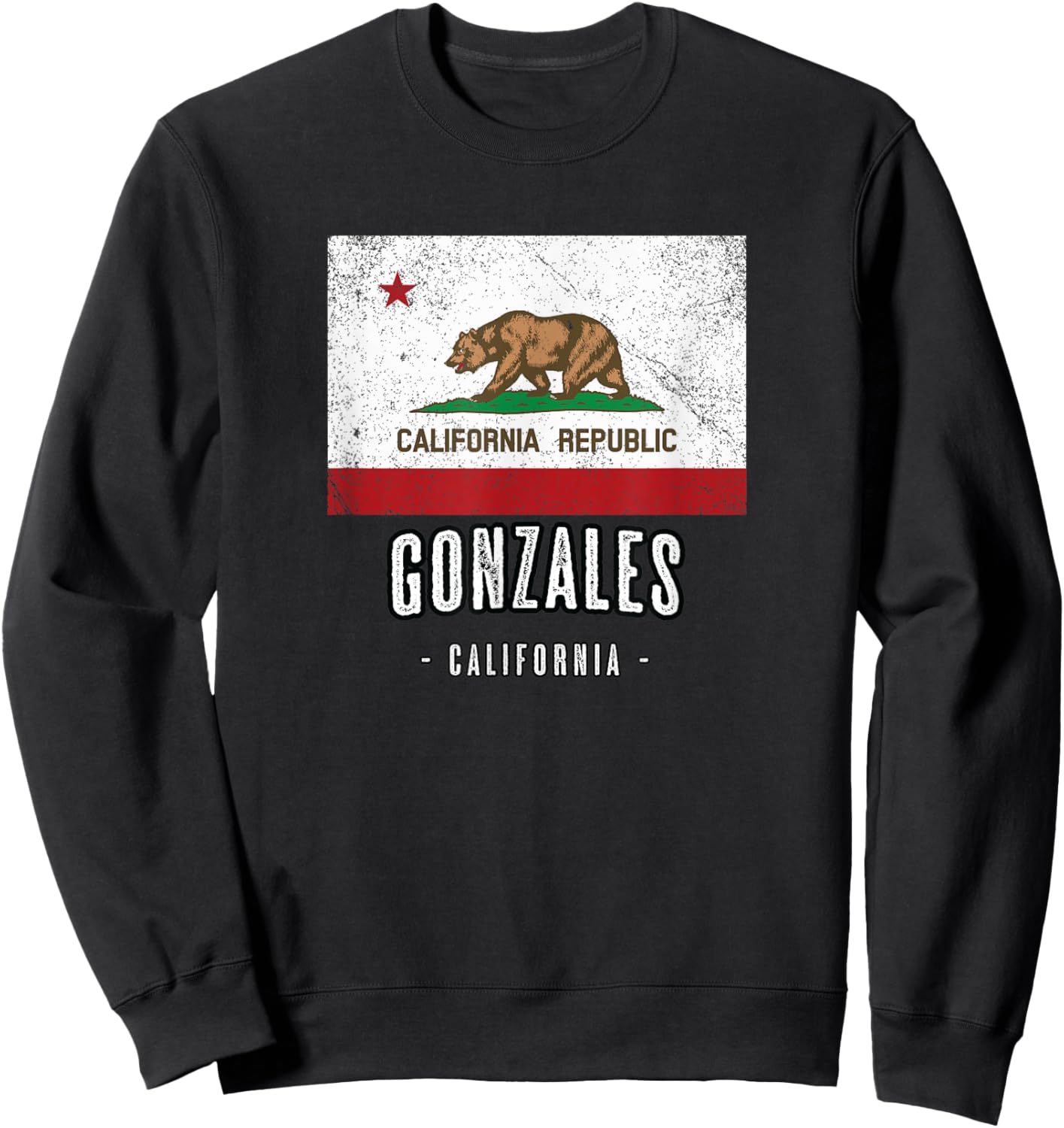 GONZALES - California | Cali City Souvenir - CA Flag Sweatshirt - Sweatshirt | Black