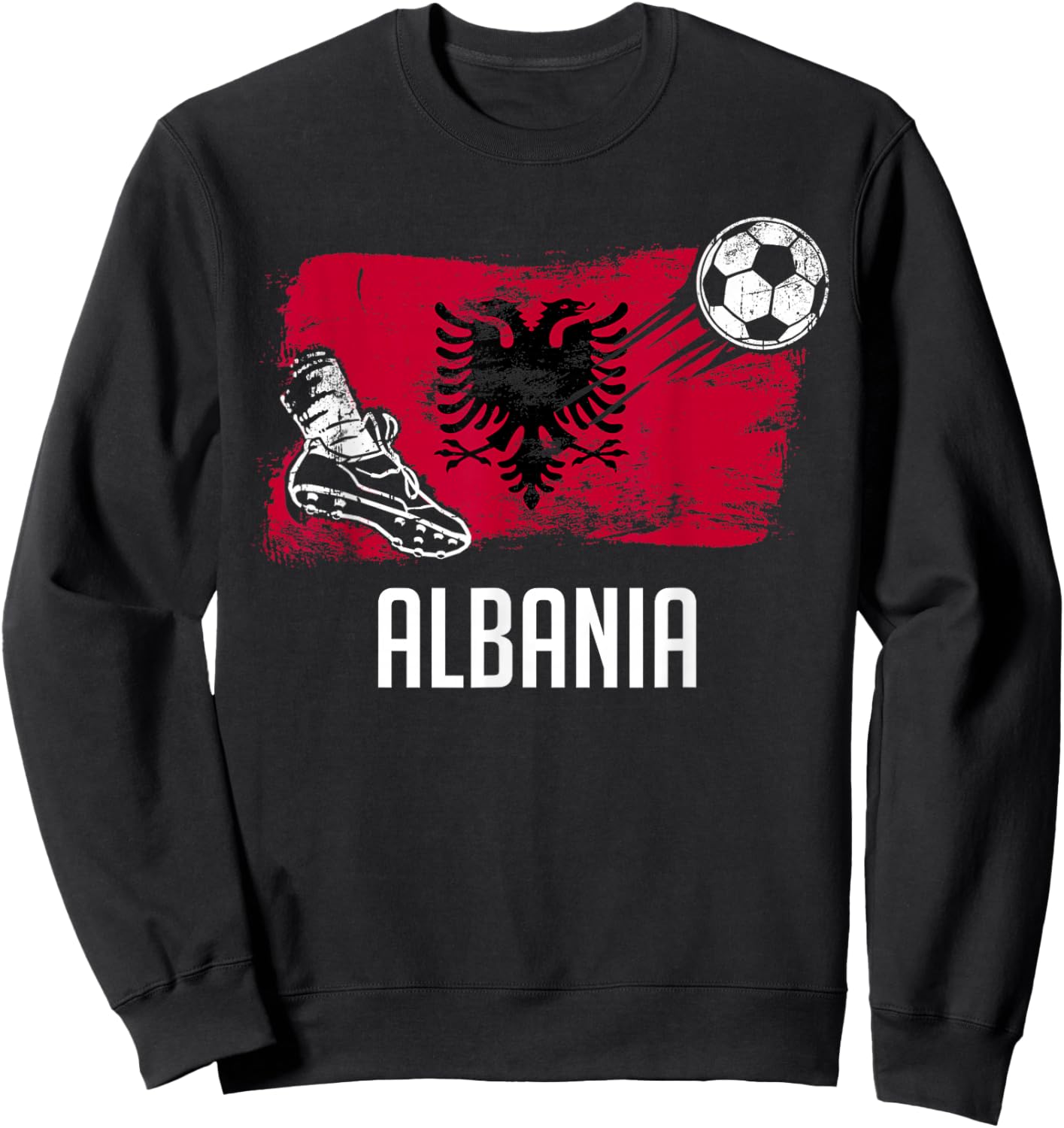 Albania Flag Jersey Albanian Soccer Team Albanian Sweatshirt - Sweatshirt | Black