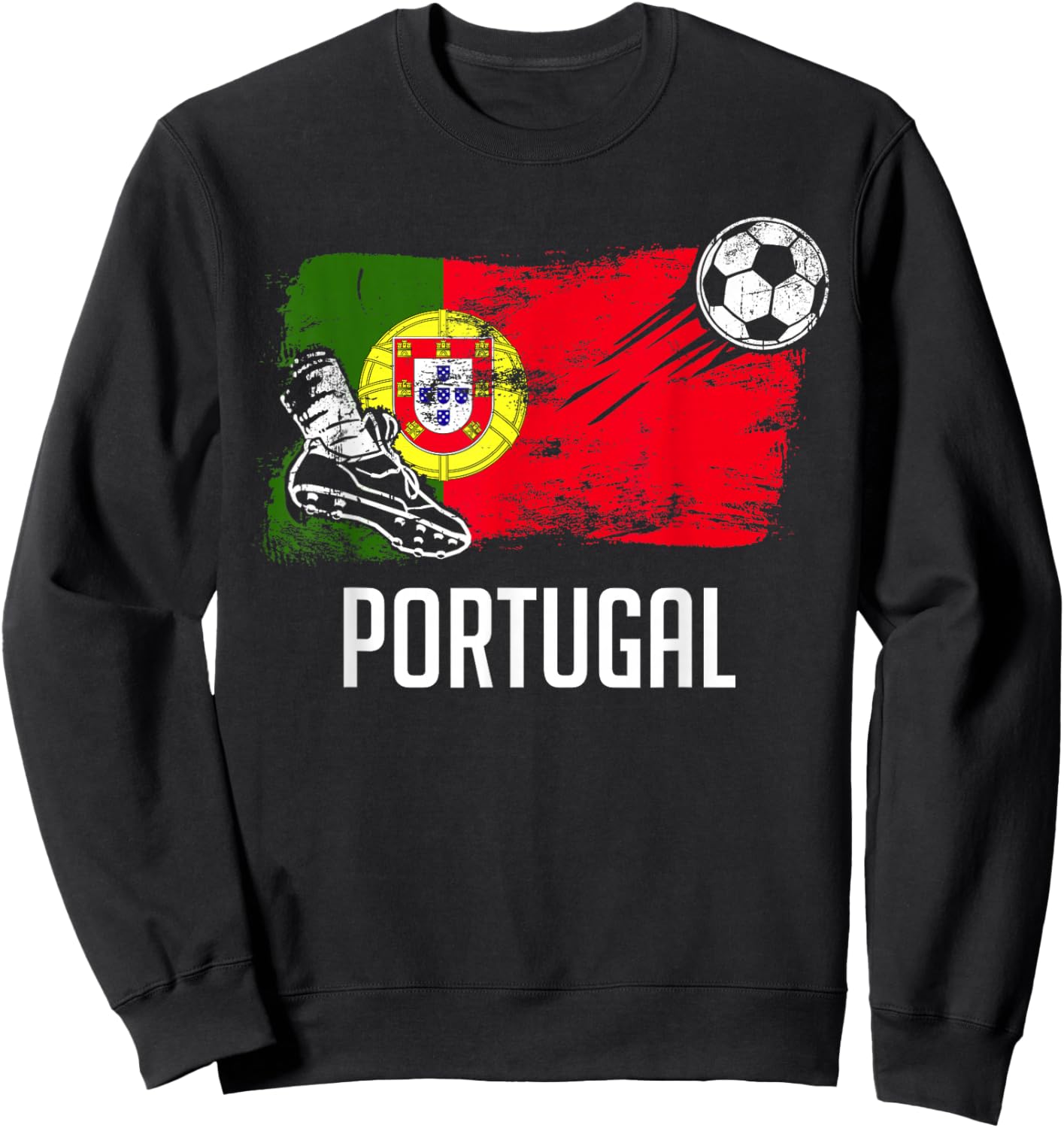 Portugal Flag Jersey Portuguese Soccer Team Portuguese Sweatshirt - Sweatshirt | Black