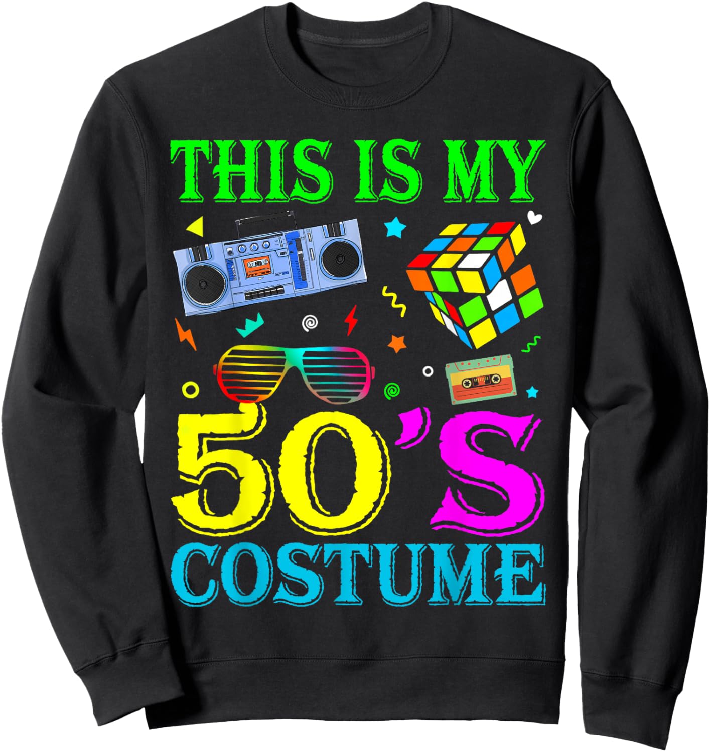 Vintage Matching Halloween 1950s This Is My 50's Costume Sweatshirt - Sweatshirt | Black