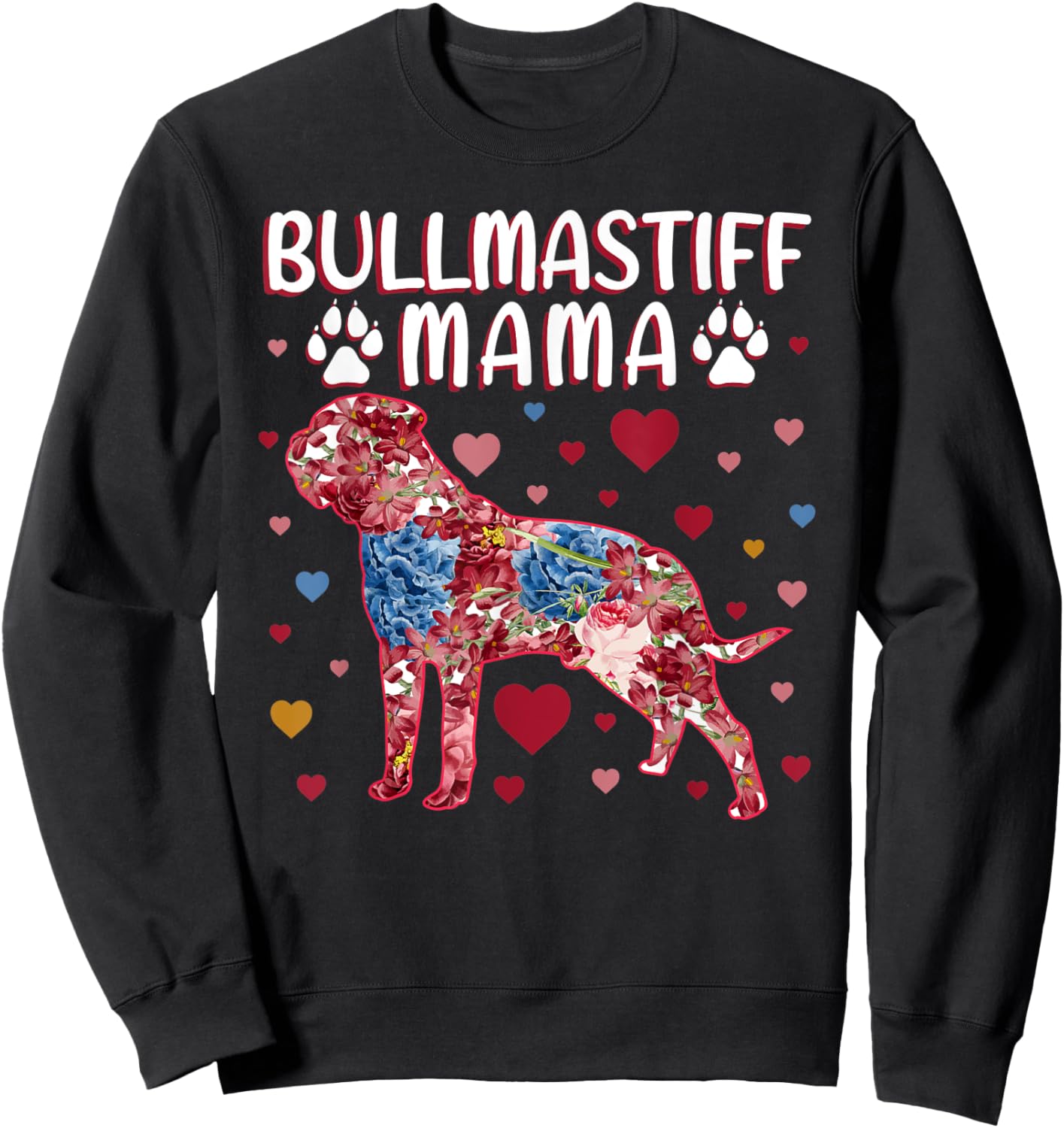 Flowers Bullmastiff Mama Sweatshirt - Sweatshirt | Black