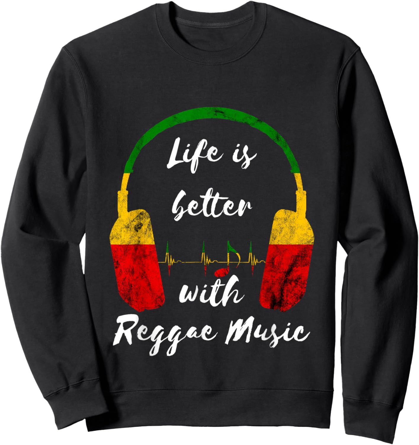 Reggae Music Headphones Rastafari Reggae Jamaica Reggaeton Sweatshirt - Sweatshirt | Black