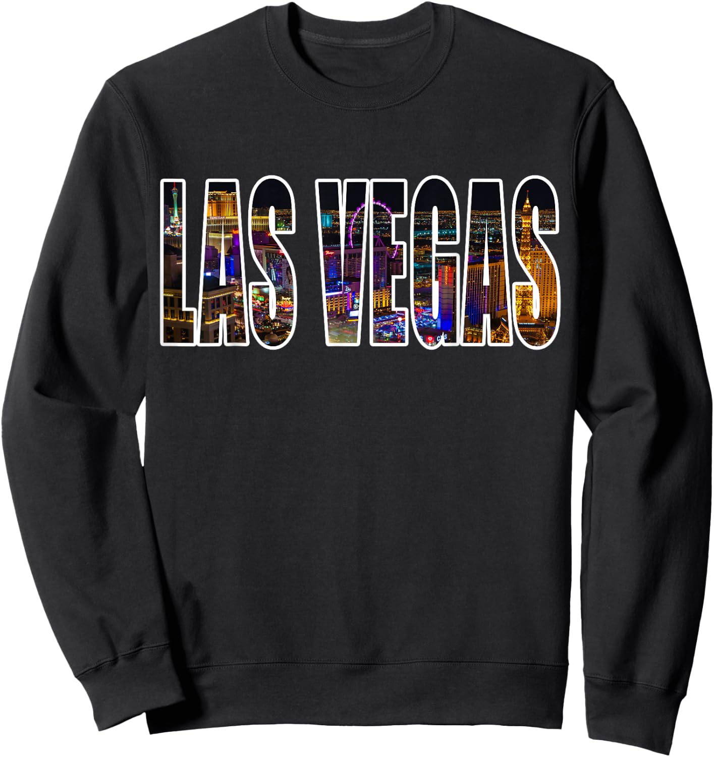 Las Vegas Nevada Urban Skyline Photography Font Sweatshirt - Sweatshirt | Black