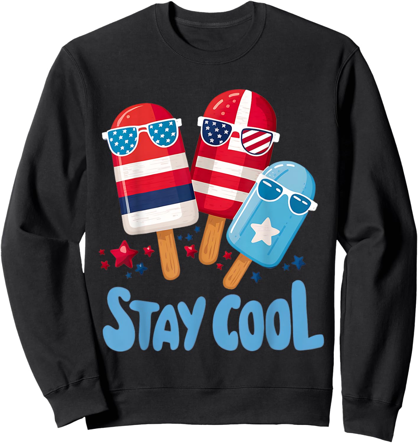 Stay Cool 4th July Popsicle Boys Men USA Flag American Sweatshirt - Sweatshirt | Black