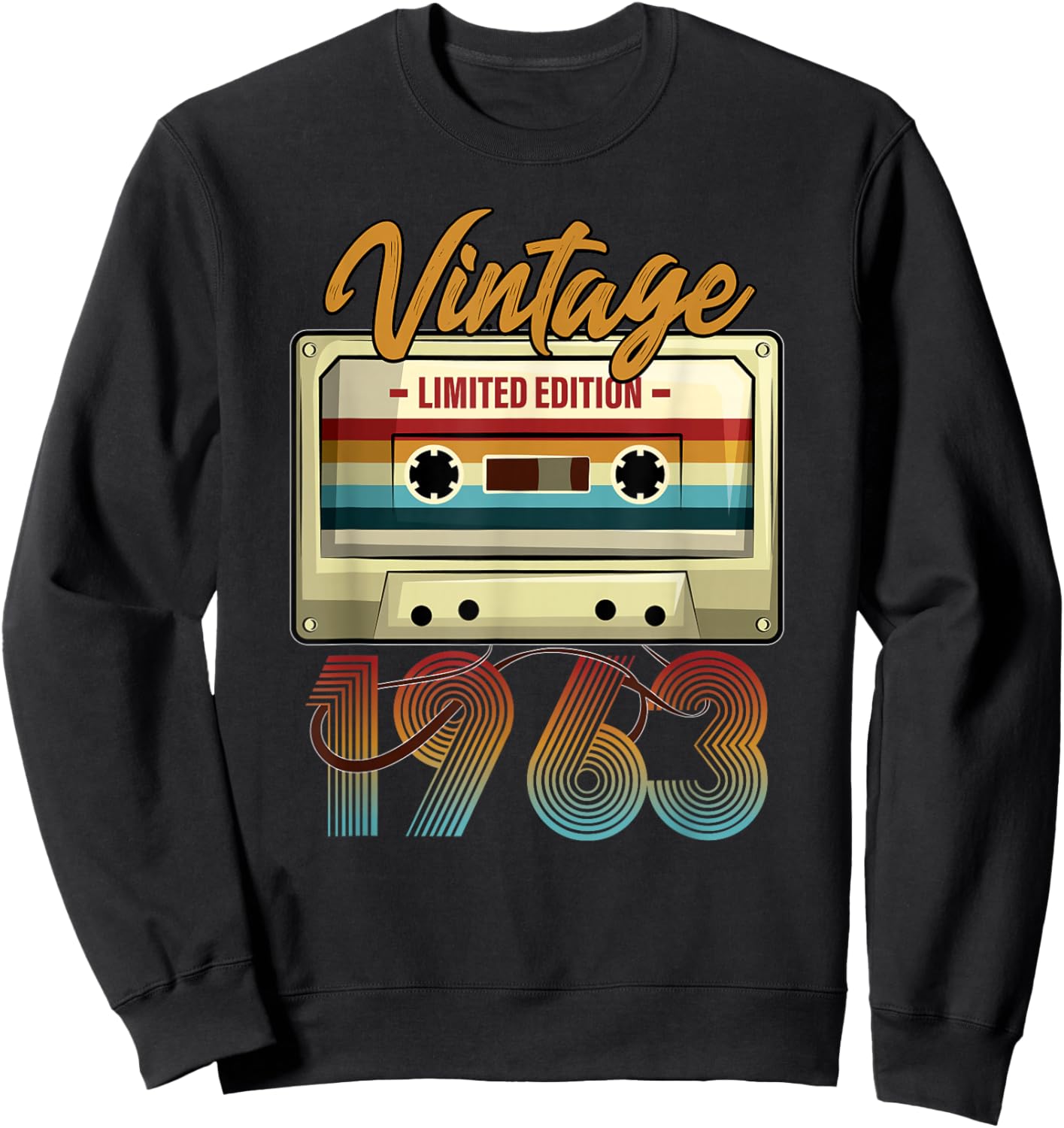 Vintage 1963 62nd birthday cassette tape women B-day Sweatshirt - Sweatshirt | Black