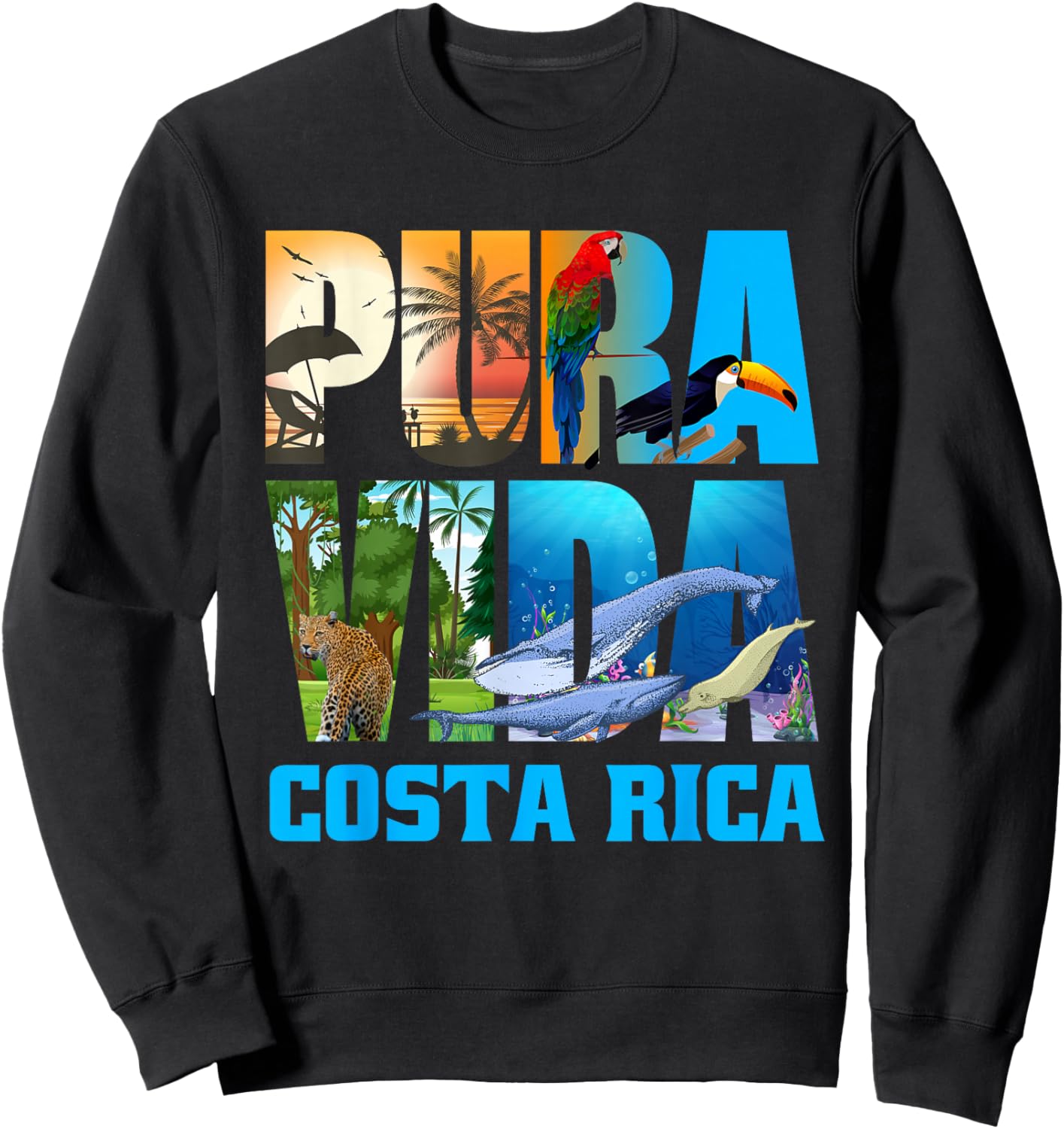 Costa Rica Pura Vida Shirt Animals Nature Pura Vida Sweatshirt - Sweatshirt | Black