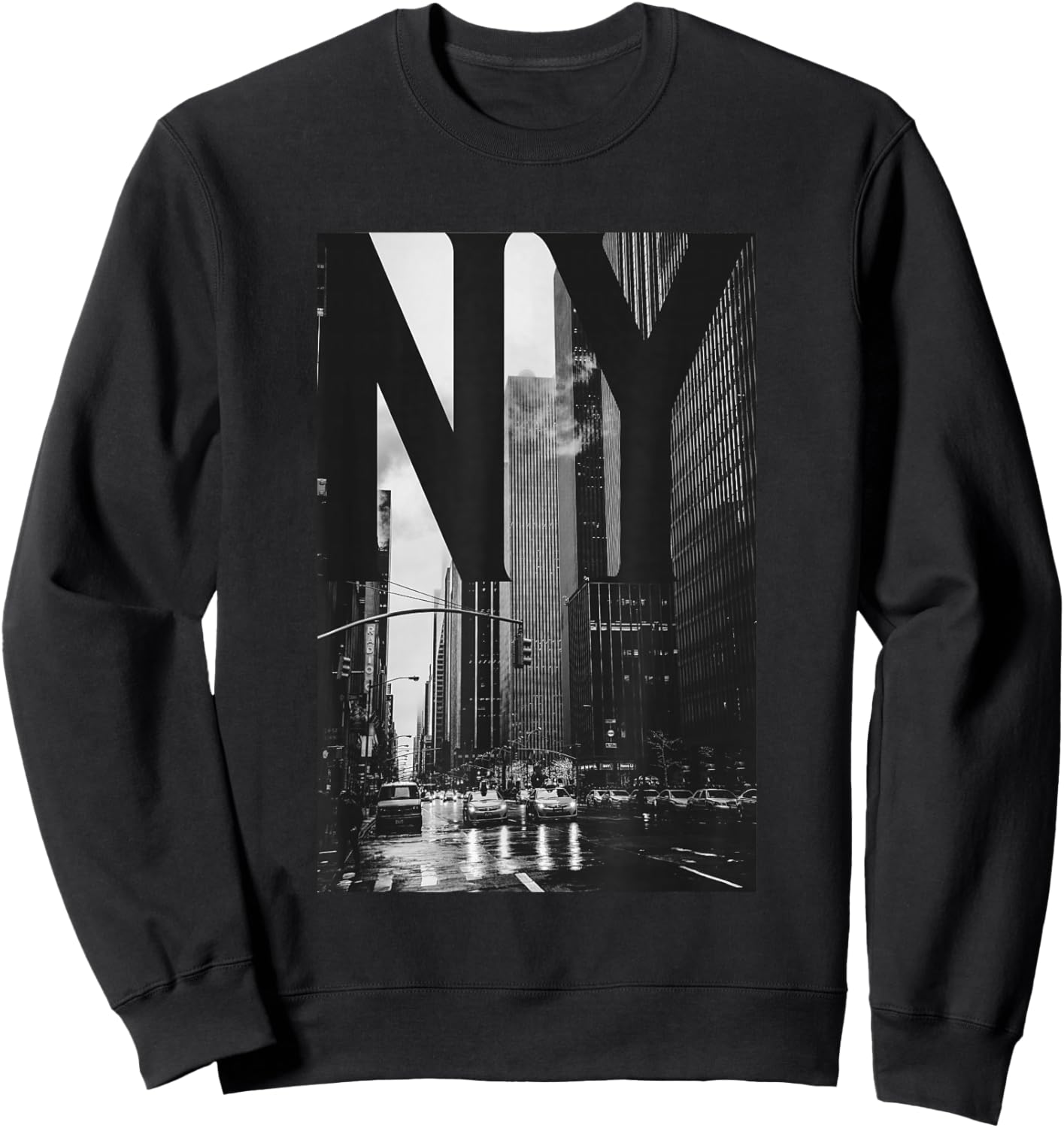 Cool New York City Abstract Skyline, Black & White New York Sweatshirt - Sweatshirt | Black