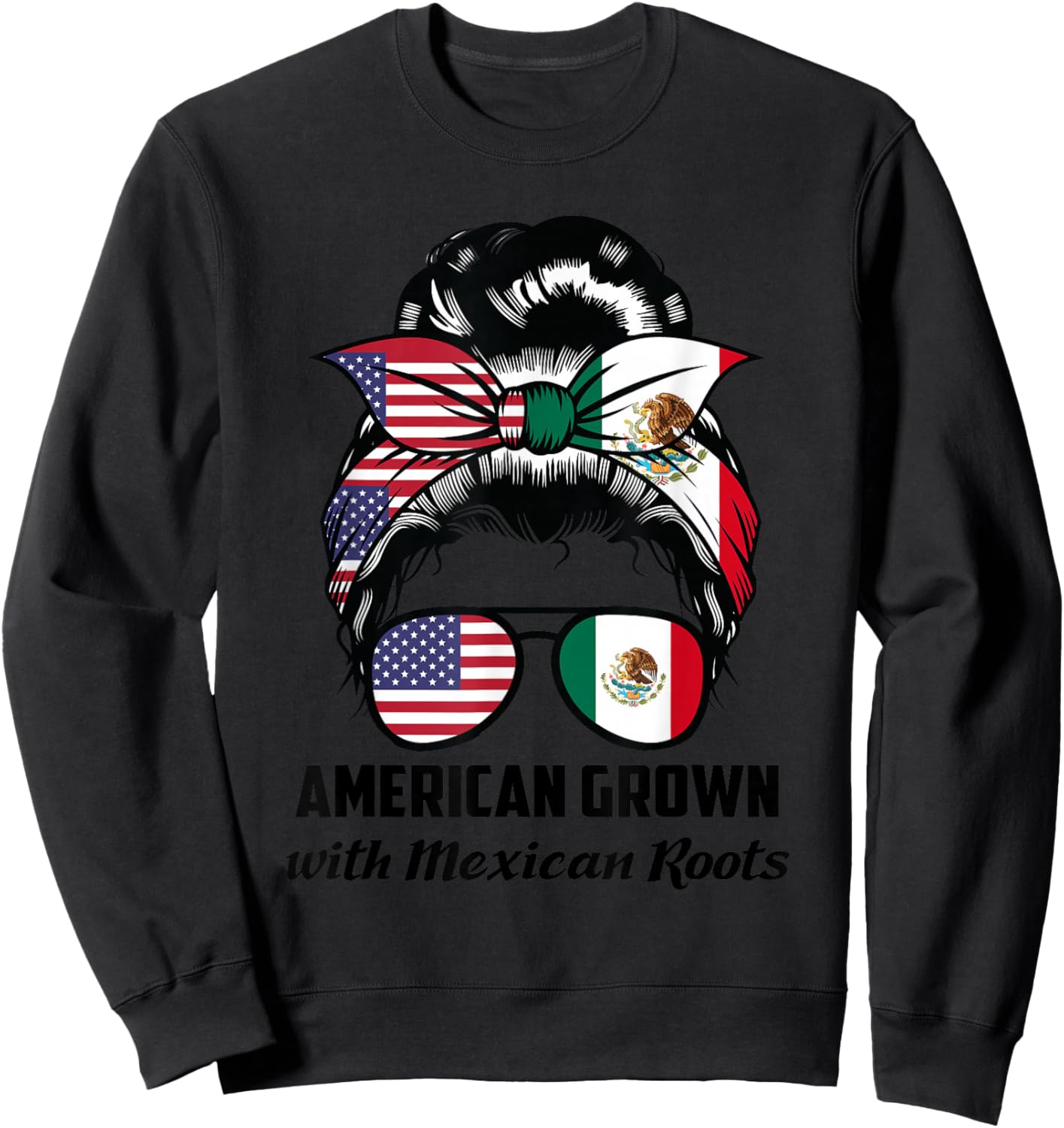 American Grown with Mexican Roots Mexican Small Sweatshirt - Sweatshirt | Black