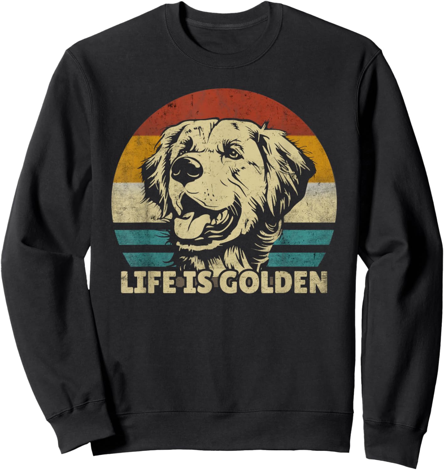 Golden Retriever Hund Life is golden retro vintage Sweatshirt - Sweatshirt | Black