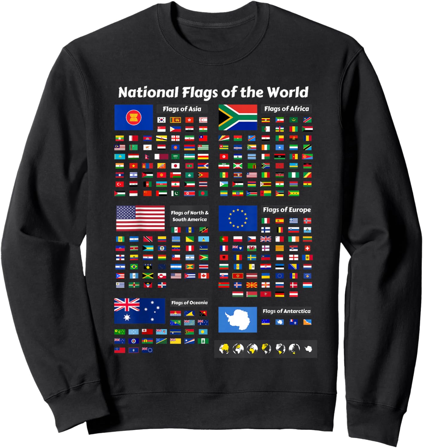 Flags of The Countries of The World International Gift Sweatshirt - Sweatshirt | Black
