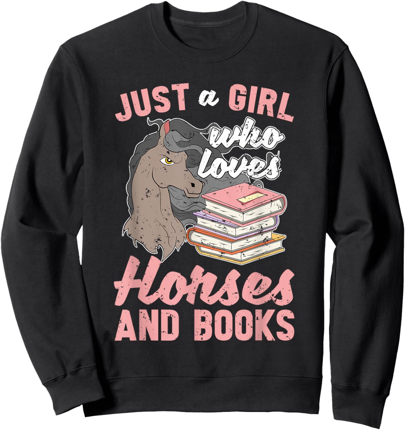 Equestrian Horse Lover Bookworm Girls Women Book Reading Sweatshirt - Sweatshirt | Black