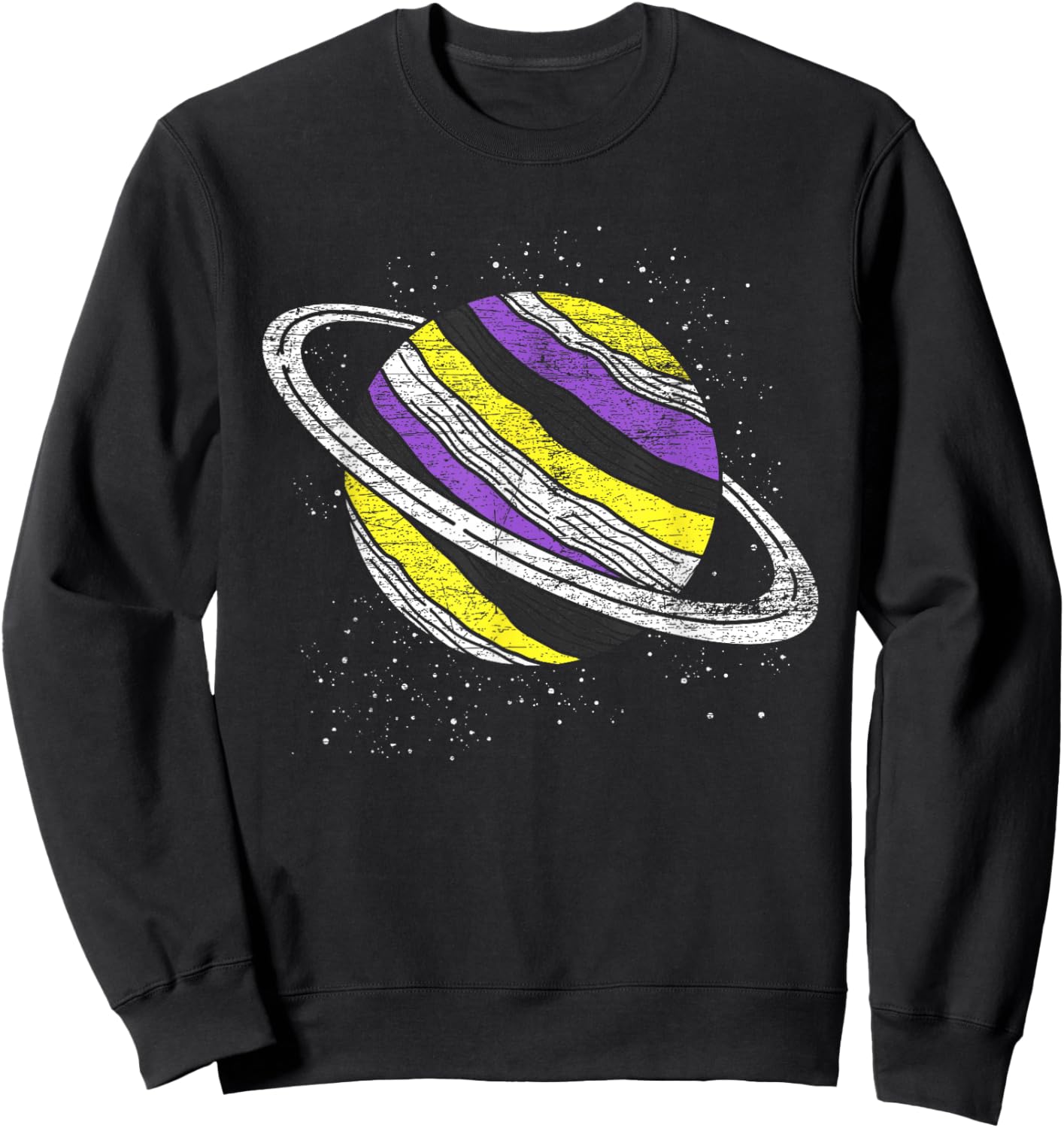 Non Binary Flag Saturn Genderfluid Planet Non-Binary Sweatshirt - Sweatshirt | Black