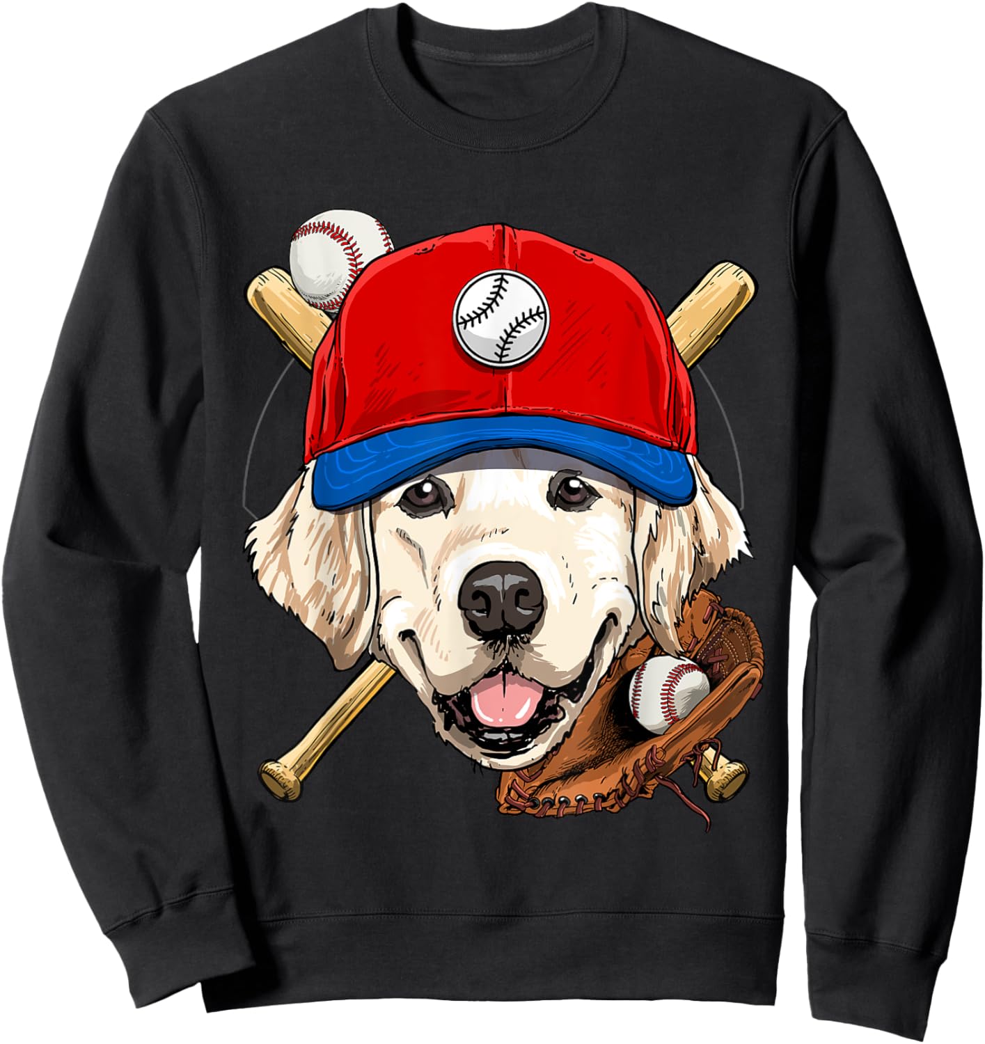 Golden Retriever Baseball Dog Lovers Baseball Player Women Girls Kids Sweatshirt - Sweatshirt | Black