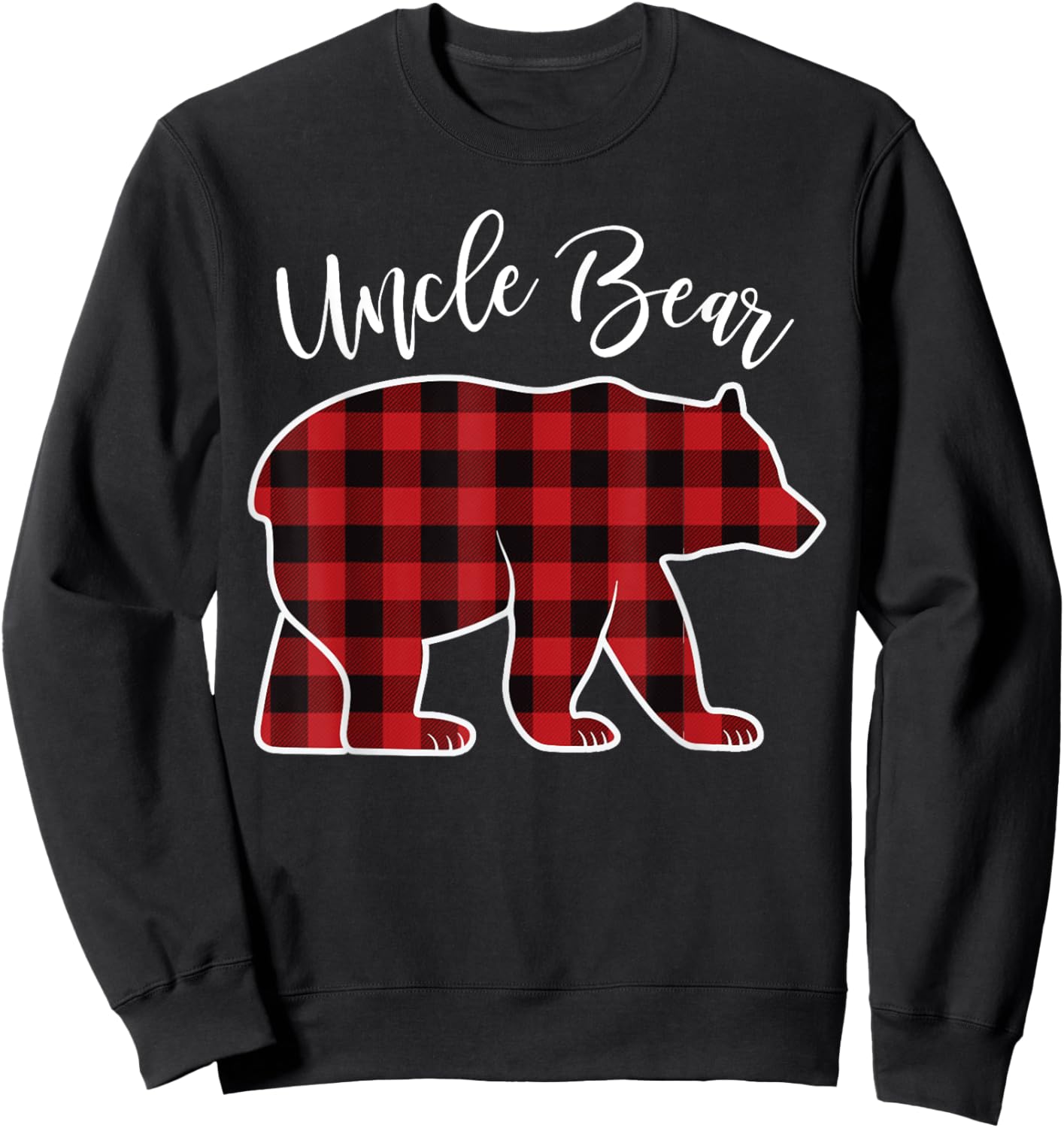 Uncle Bear Pajama Red Buffalo Xmas Funny Family Christmas Sweatshirt - Sweatshirt | Black