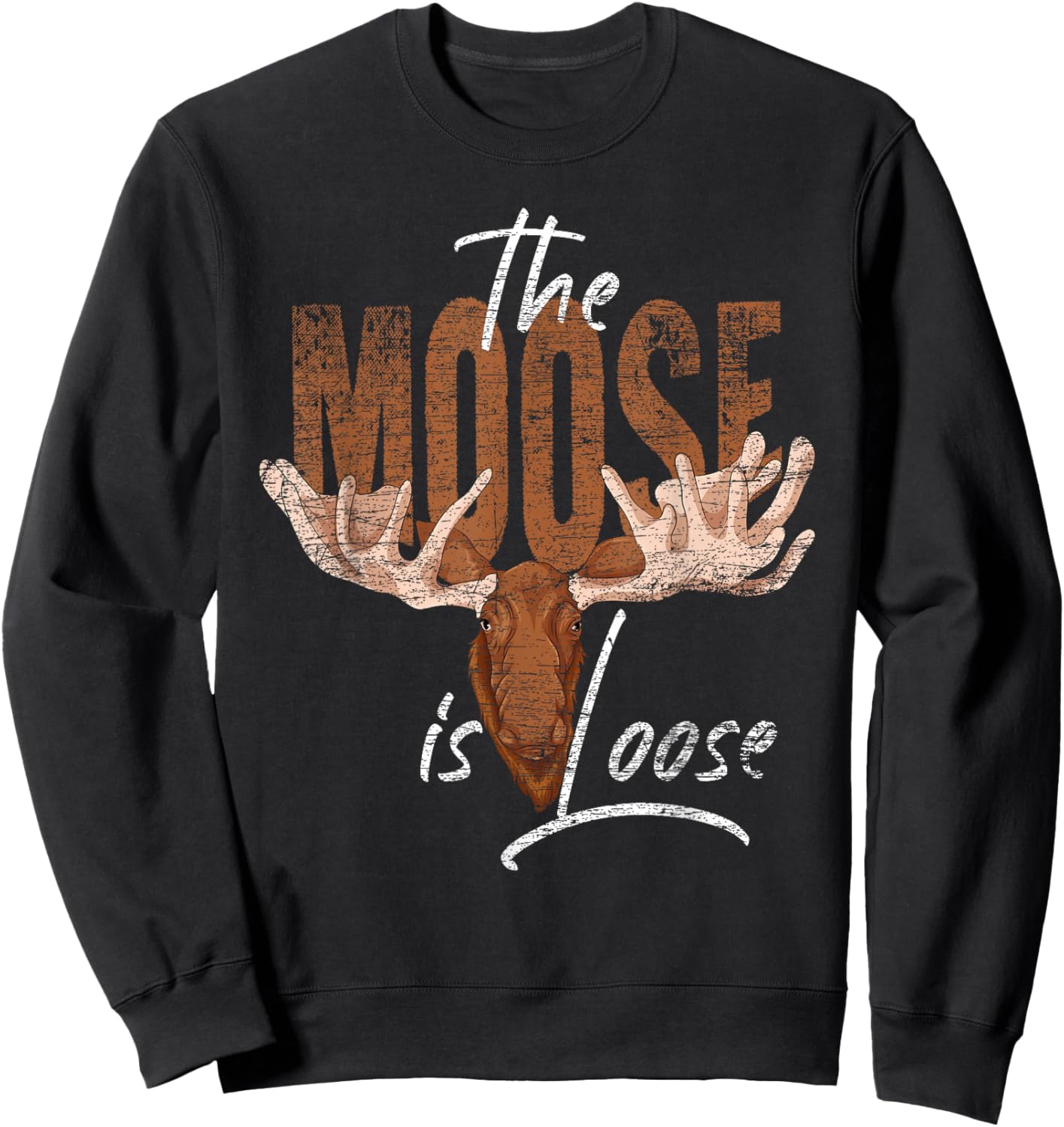 Forest Animal Lovers Scandinavia Wild Animal Funny Moose Sweatshirt - Sweatshirt | Black