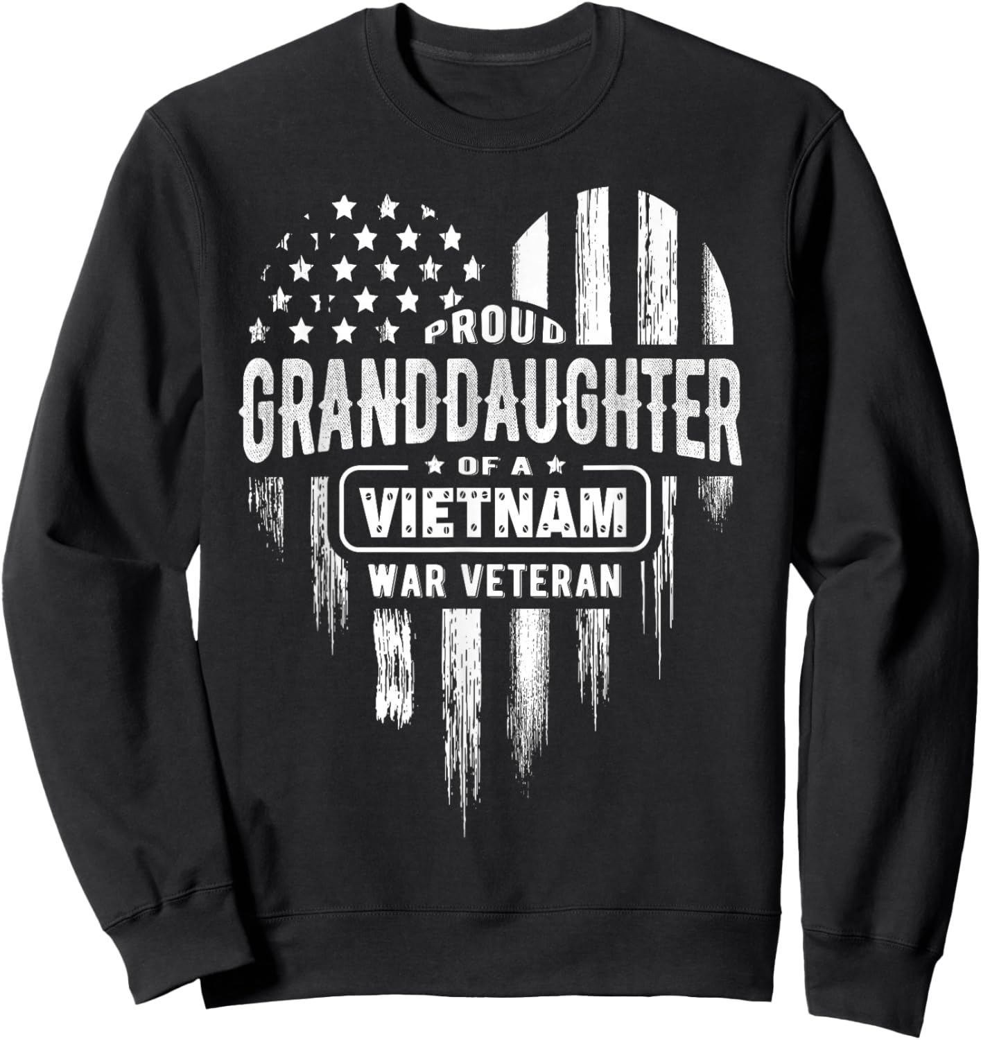 Proud Granddaughter Vietnam War Veteran Grandpa Grandma Sweatshirt - Sweatshirt | Black