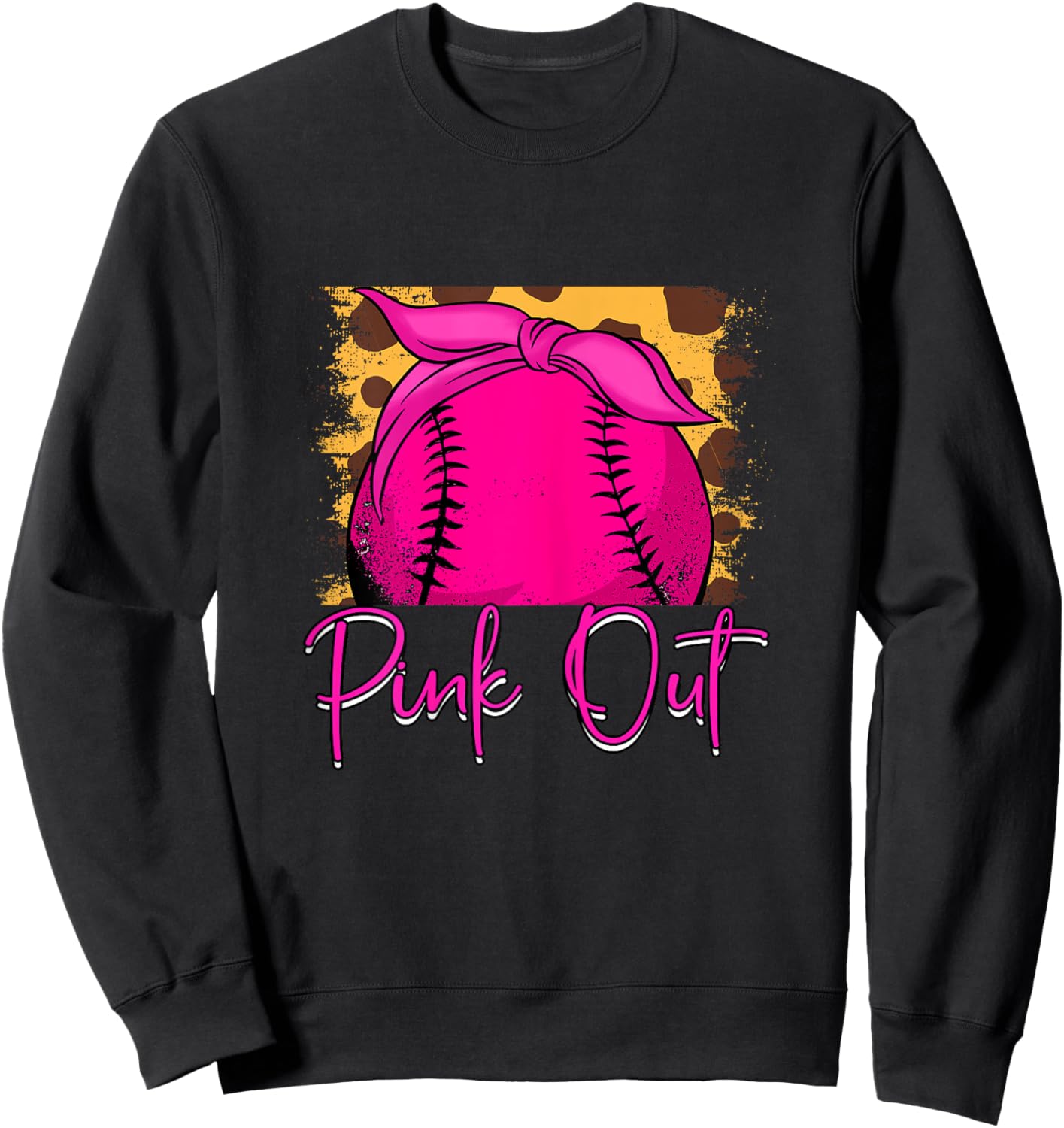 Pink Out Softball Breast Cancer Awareness Sweatshirt - Sweatshirt | Black