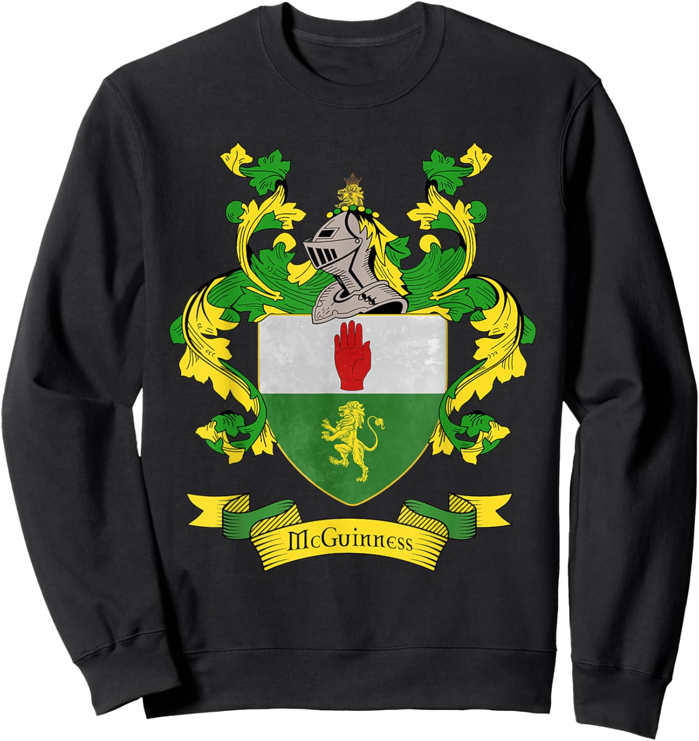 McGuinness Coat of Arms | McGuinness Surname Family Crest Sweatshirt - Sweatshirt | Black