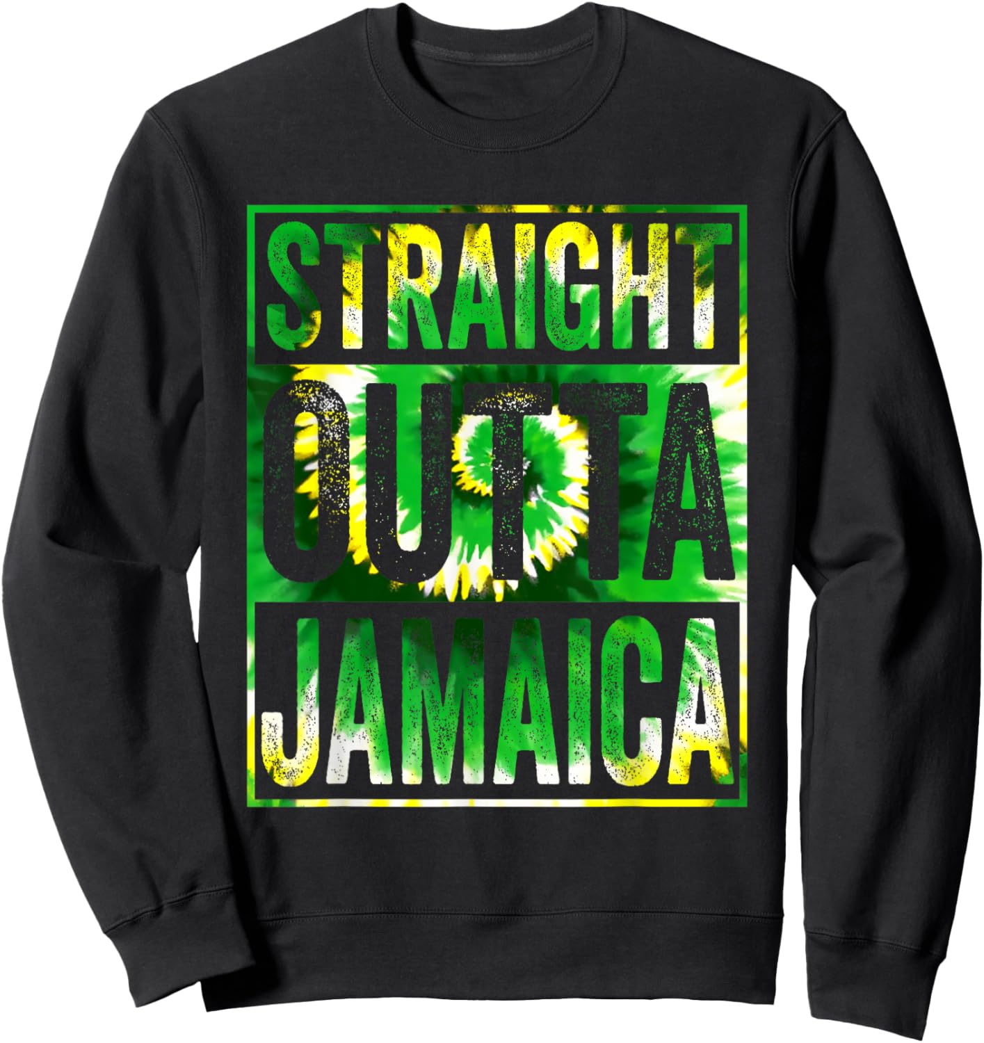 Straight Outta Jamaica Girls Trip 2022 Weddin Party Tie Dye Sweatshirt - Sweatshirt | Black