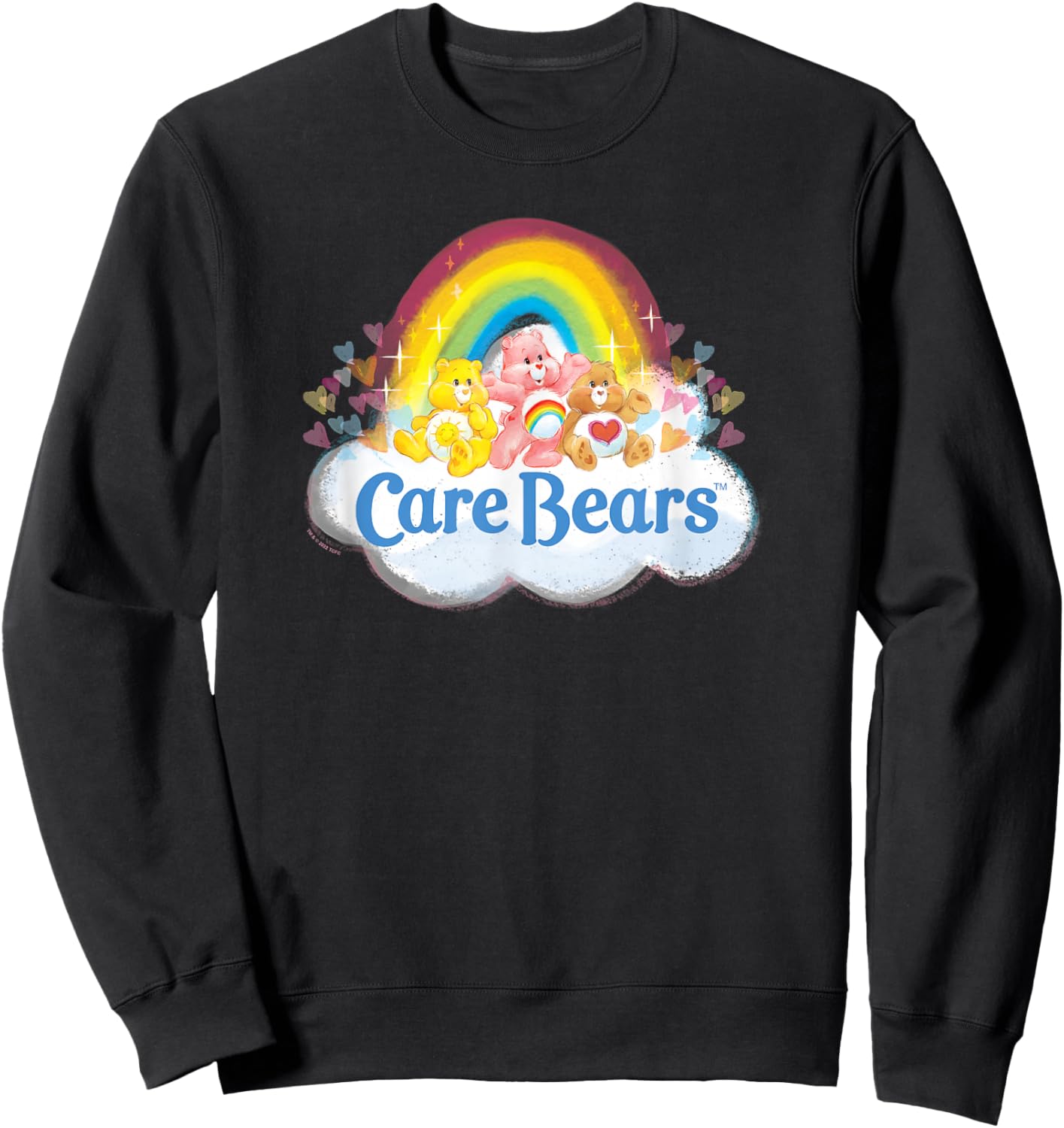 Care Bears Vintage Rainbow Cheer Bear Sweet Group Logo Sweatshirt - Sweatshirt | Black