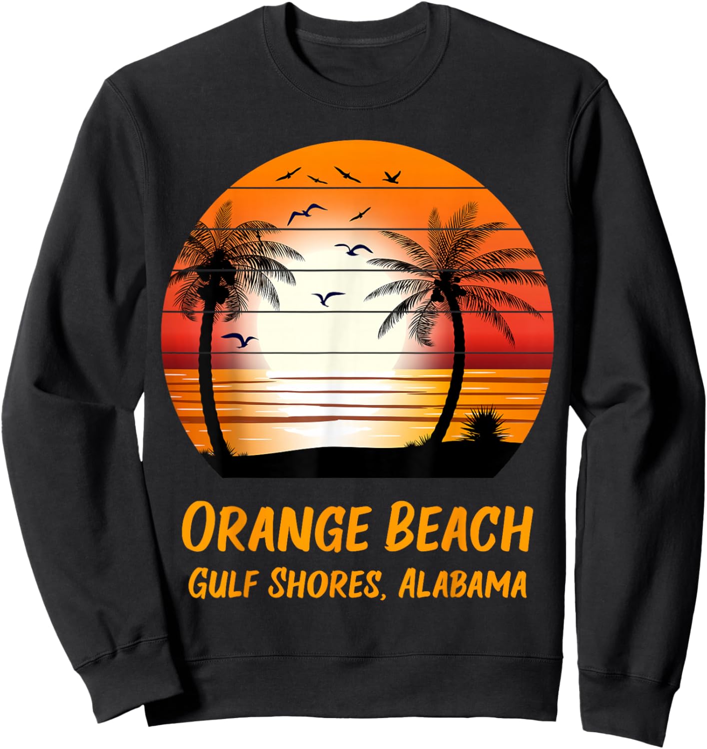 Orange Beach Gulf Shores Alabama Vintage Sunset Retro Summer Sweatshirt - Sweatshirt | Black