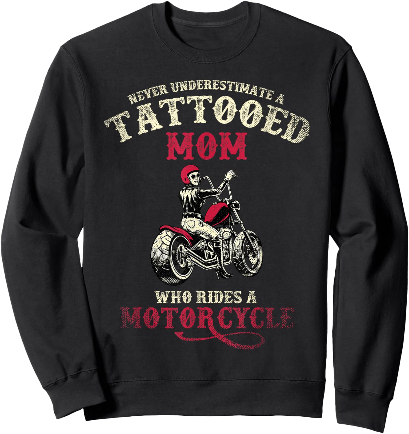 A Tattooed Mom Who Rides A Motorcycle Inked Women Gift Biker Sweatshirt - Sweatshirt | Black