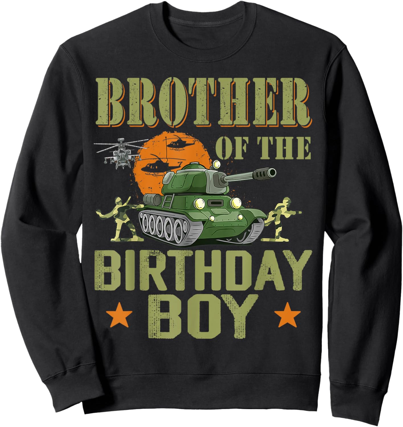 Brother Of The Birthday Boy Army Party Birthday Family Sweatshirt - Sweatshirt | Black