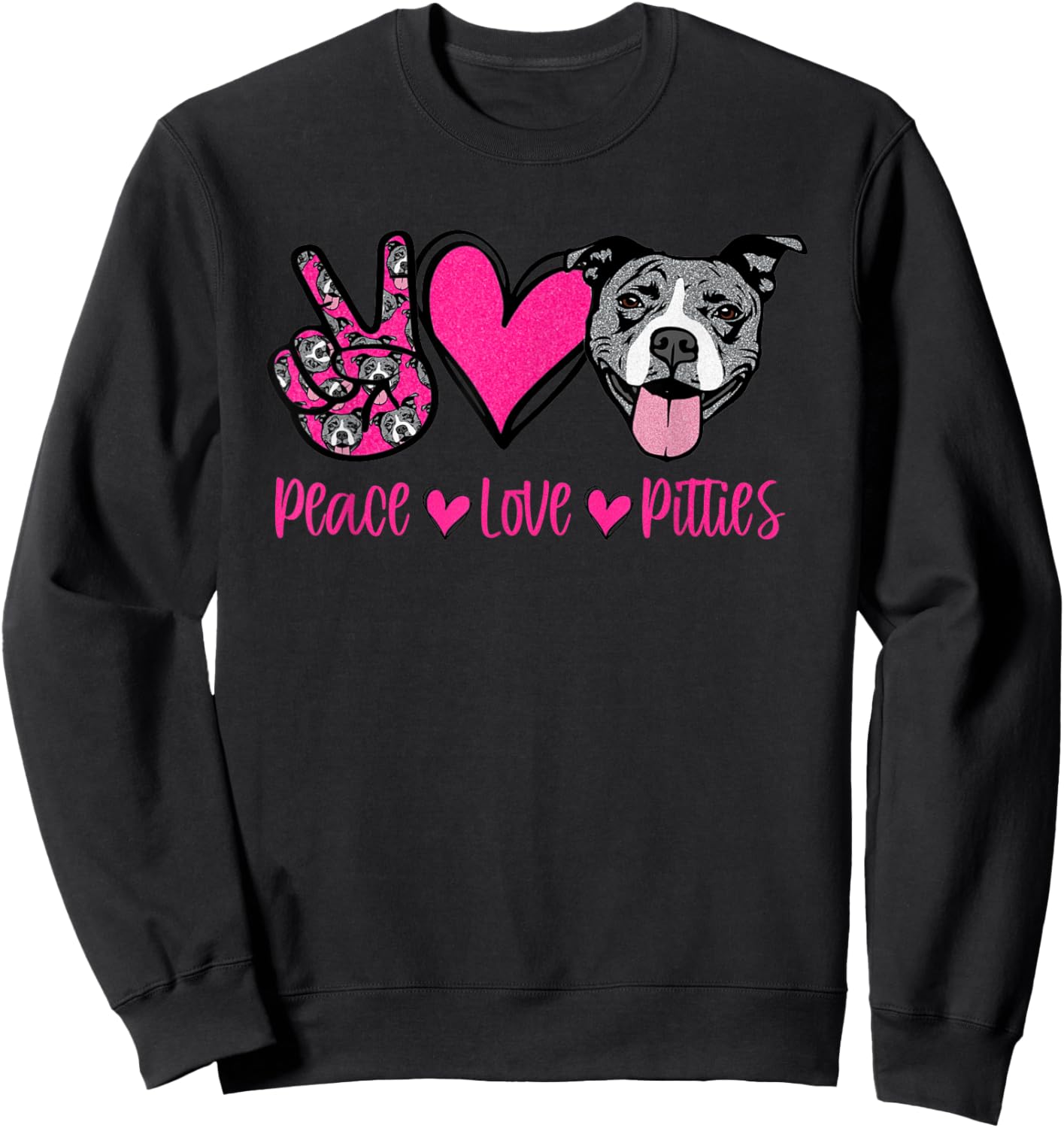 Peace Love Pitbulls Dog Lover Pitbull Women Pittie Mom Pet Sweatshirt - Sweatshirt | Black