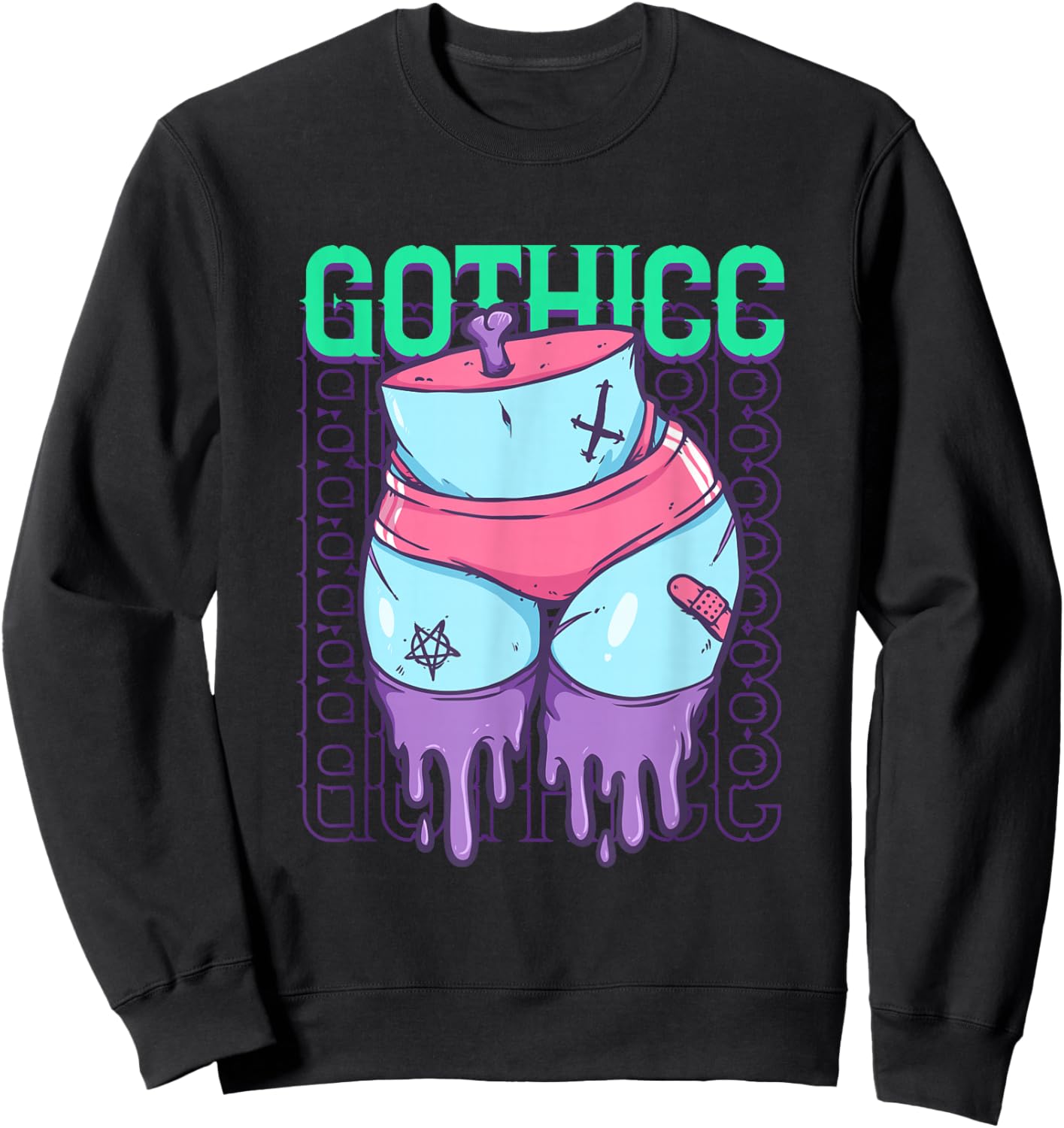Gothic Emo Gothicc Pastel Goth Thick Thighs Booty Sweatshirt - Sweatshirt | Black